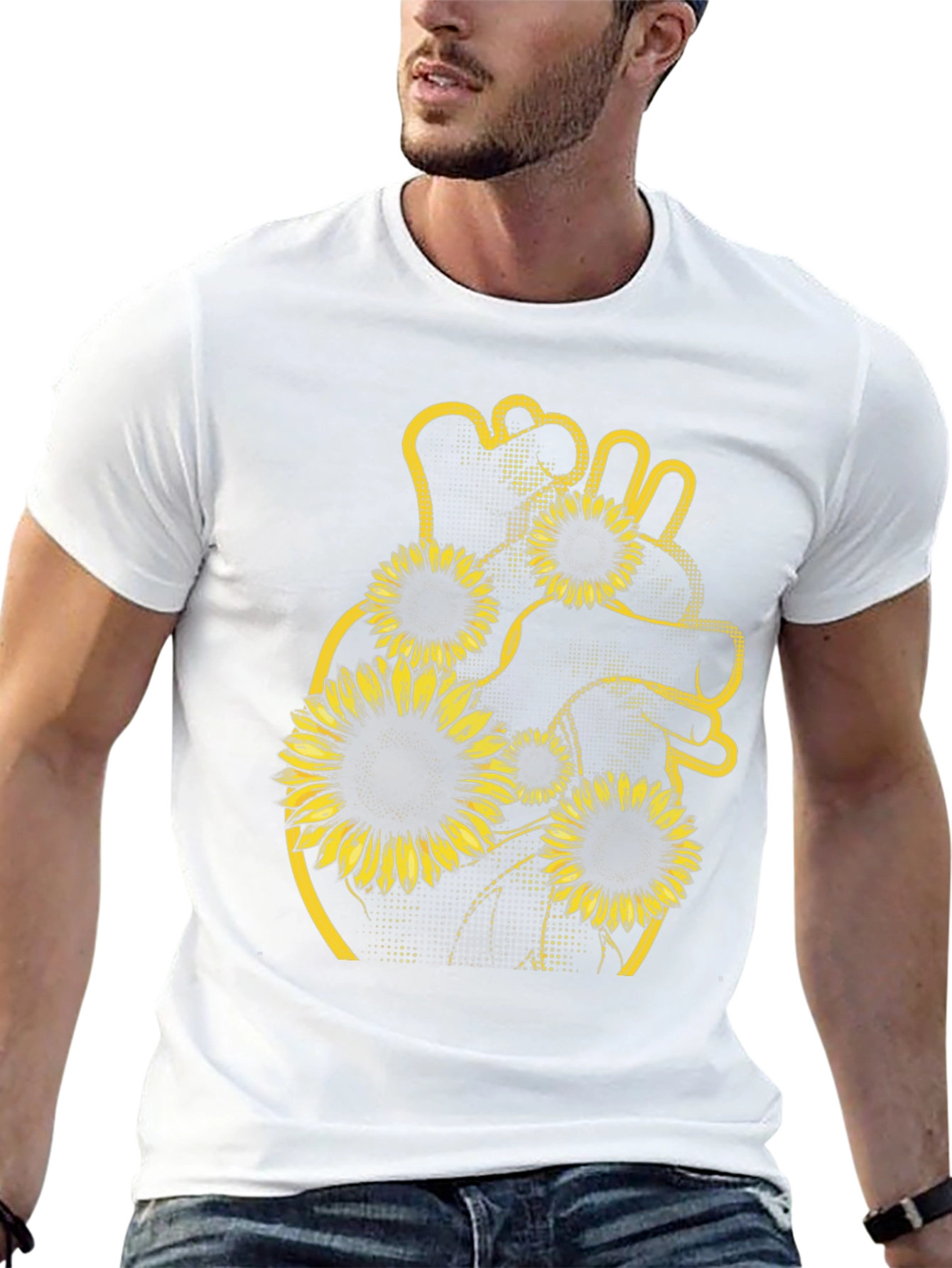 Sunflower Heart Graphic Black T-Shirt