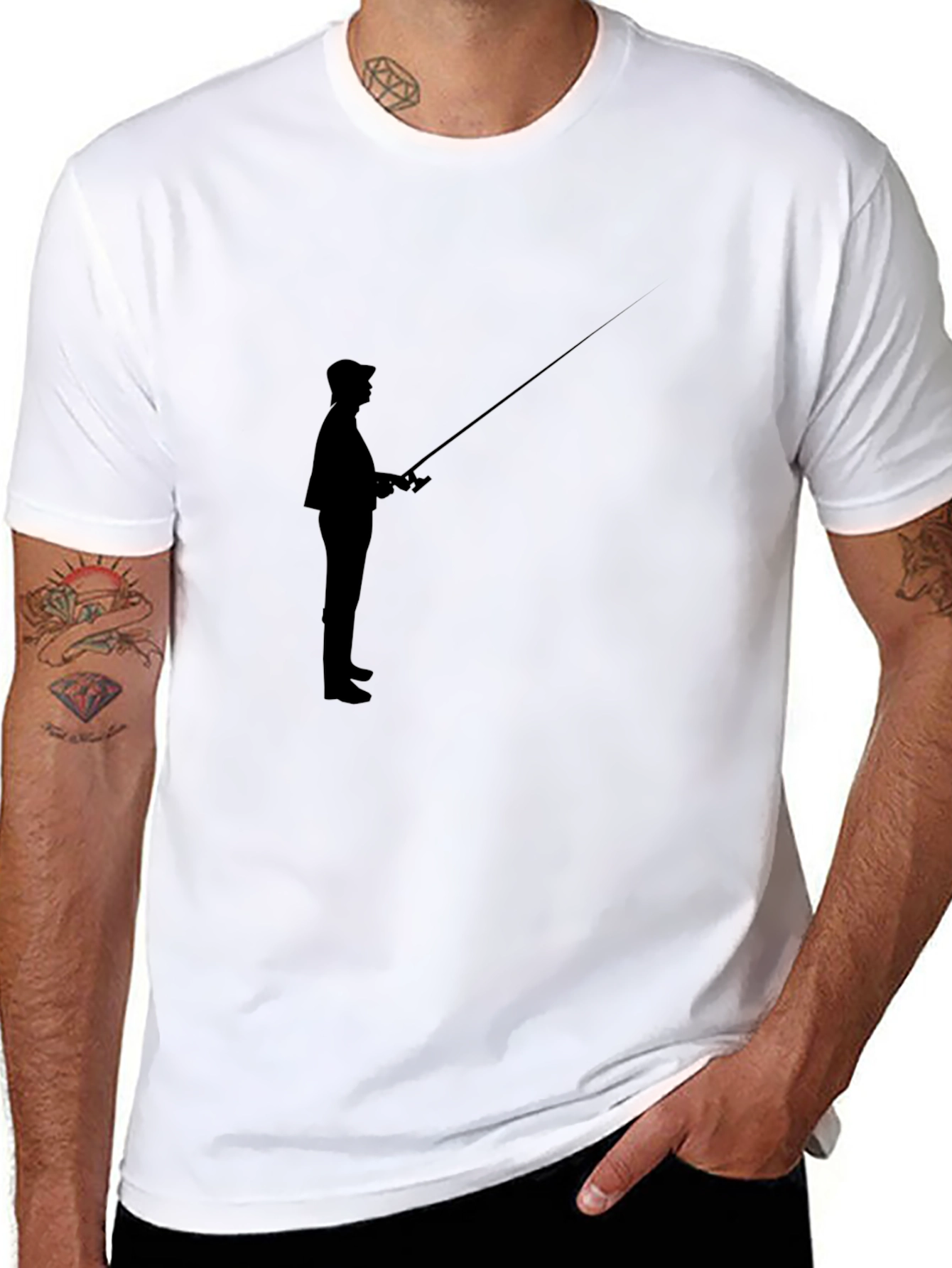 Fisherman Silhouette Black T-Shirt