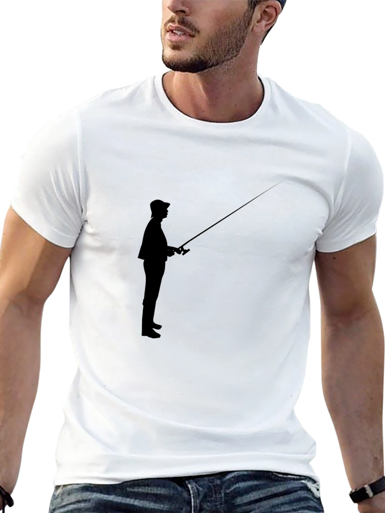 Fisherman Silhouette Black T-Shirt