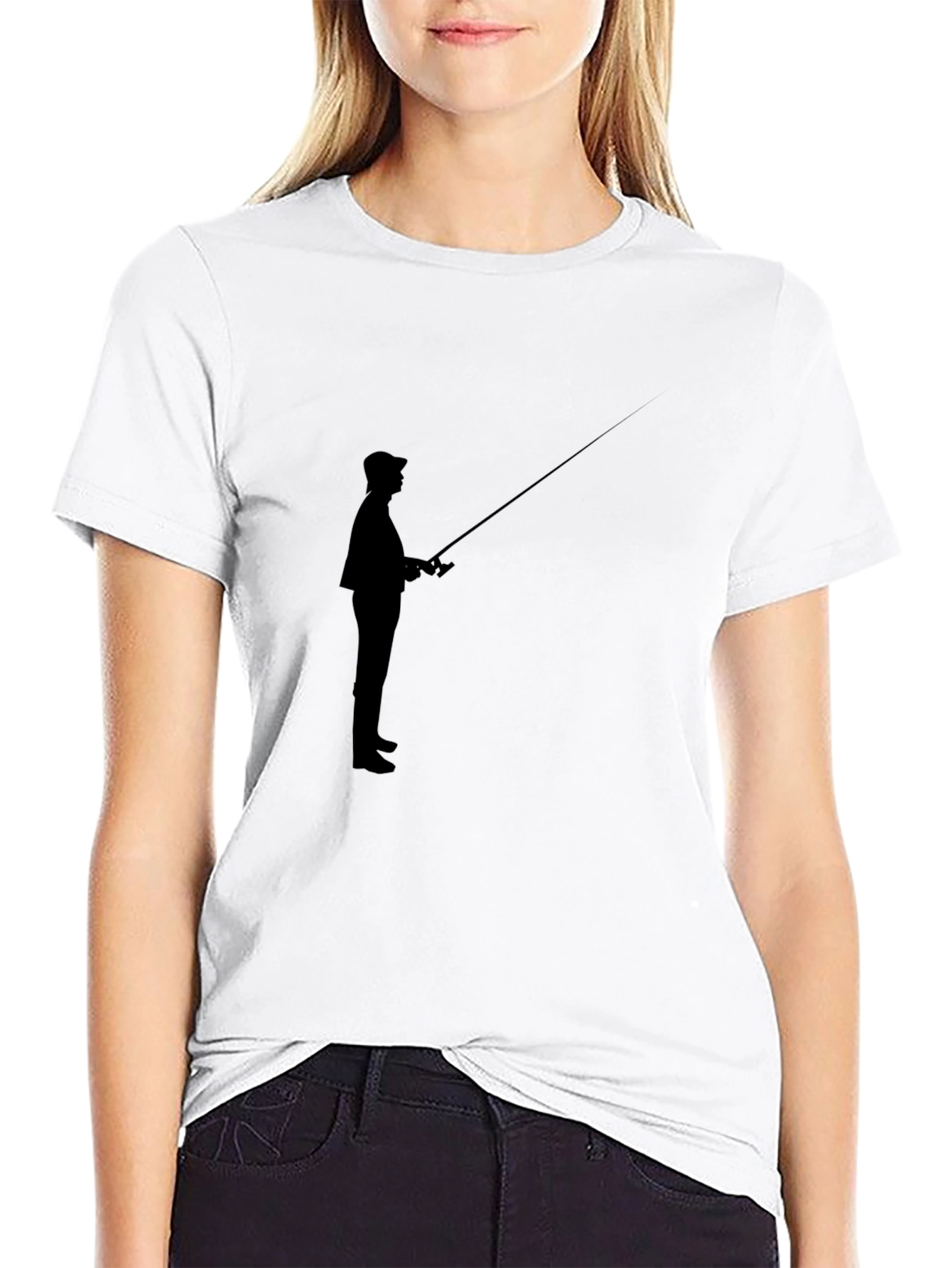 Fisherman Silhouette Black T-Shirt