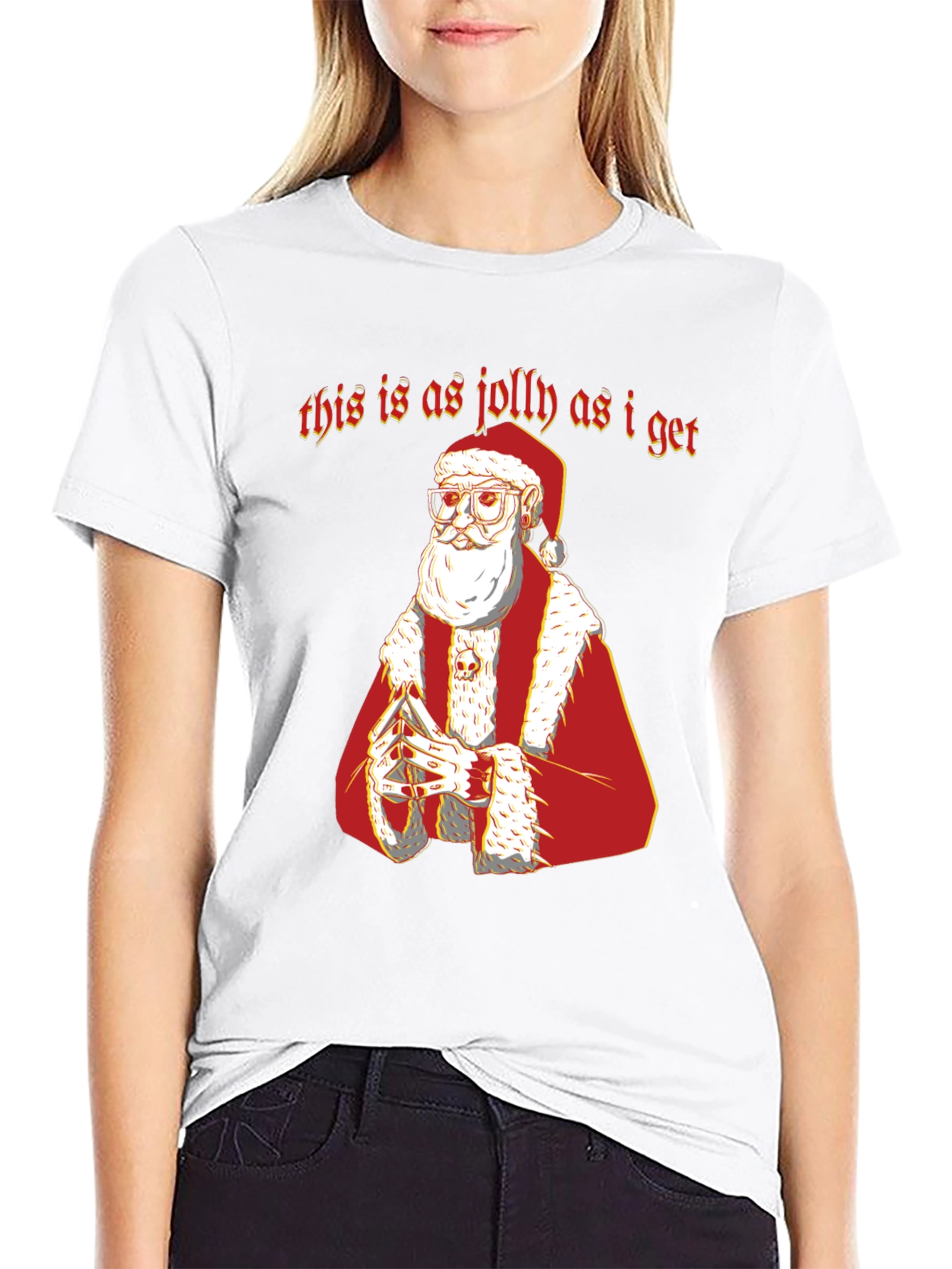 Grumpy Santa As Jolly As I Get Black T-Shirt