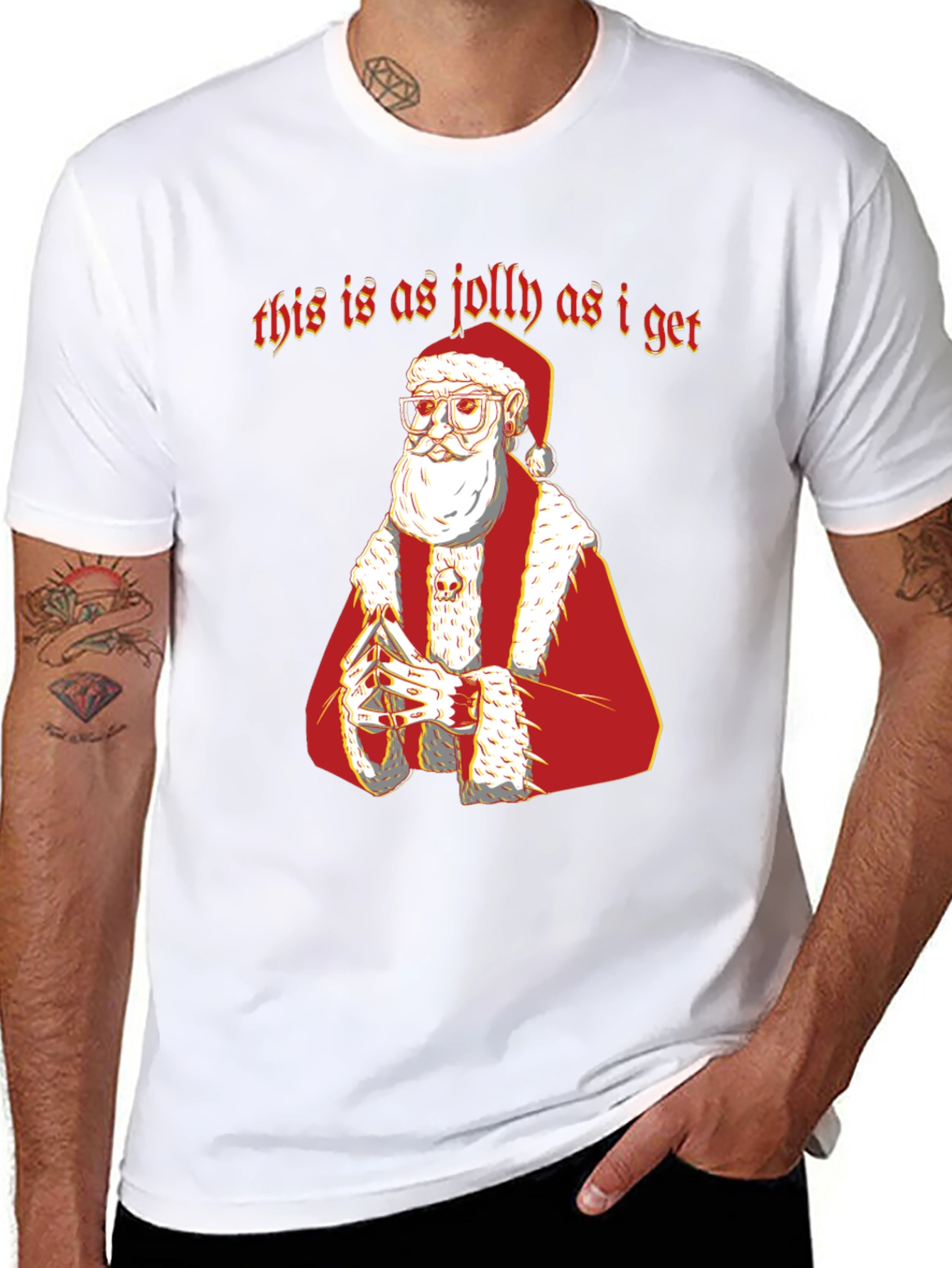 Grumpy Santa As Jolly As I Get Black T-Shirt