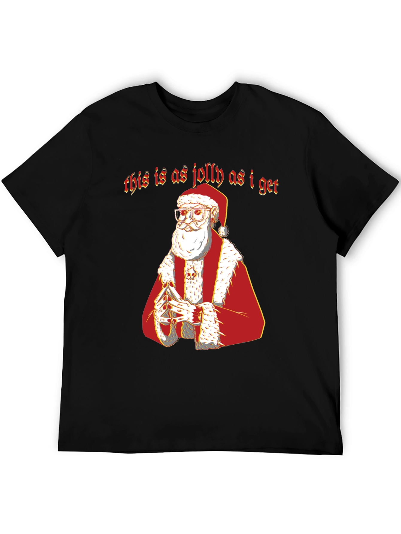 Grumpy Santa As Jolly As I Get Black T-Shirt