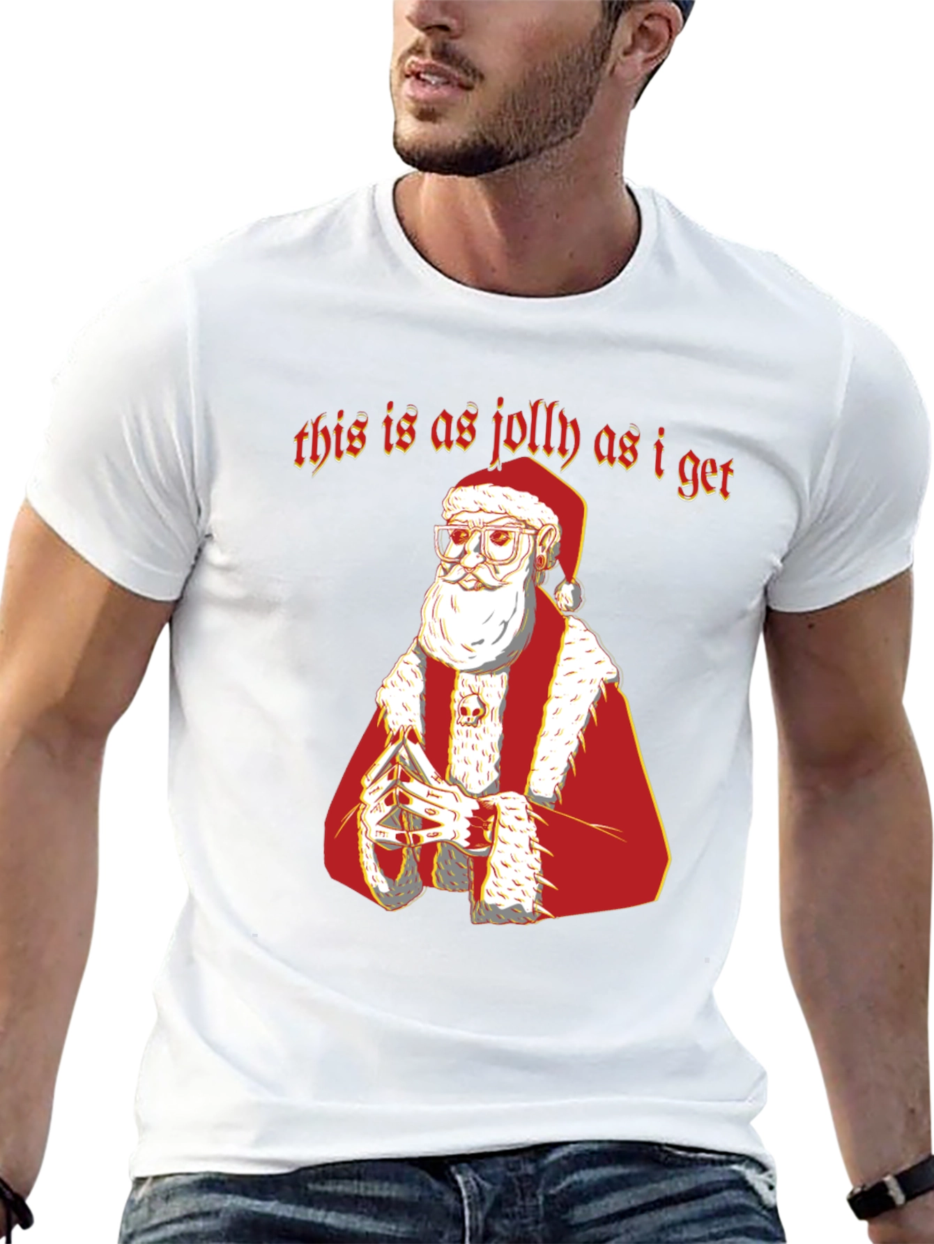 Grumpy Santa As Jolly As I Get Black T-Shirt