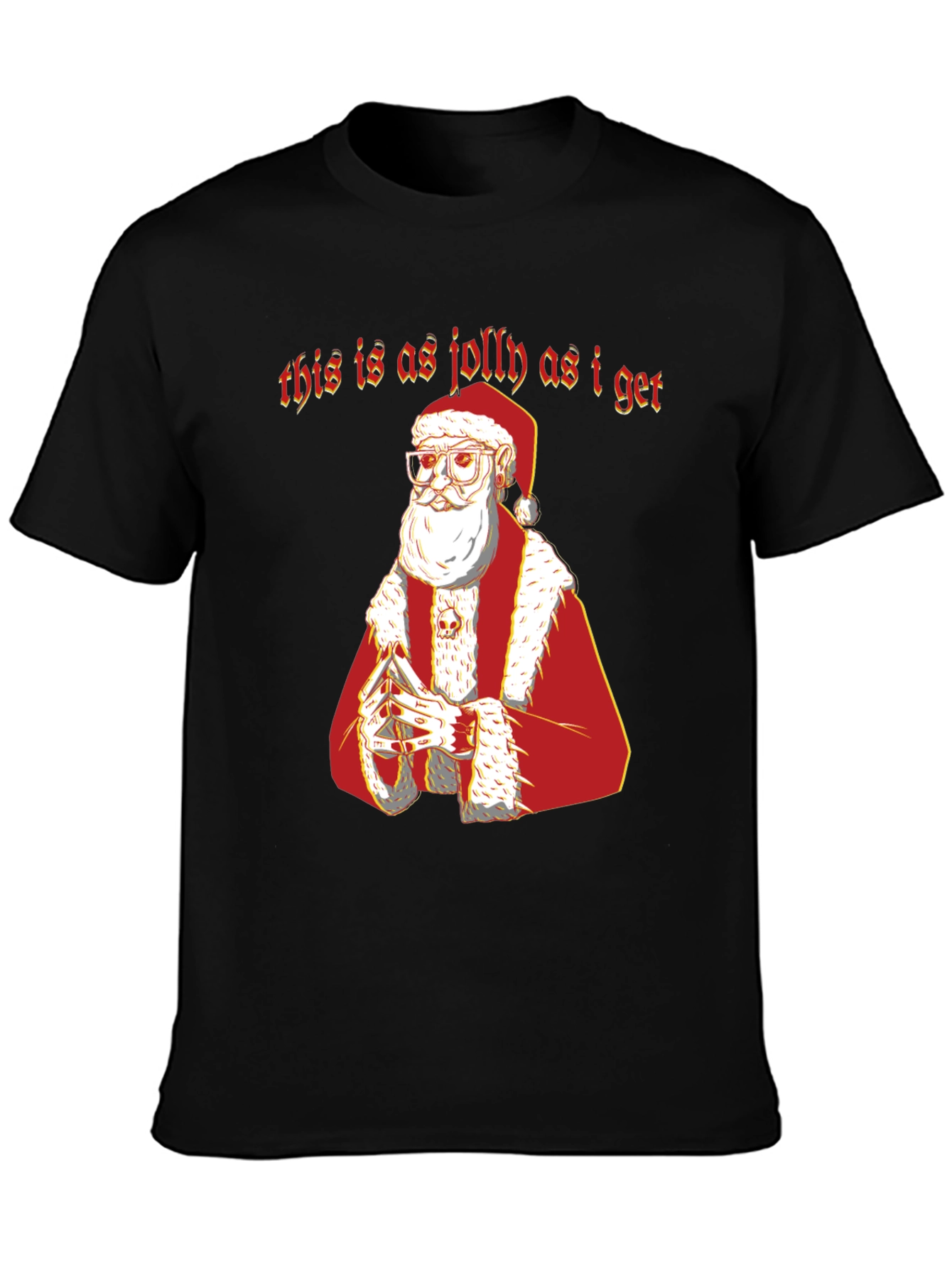 Grumpy Santa As Jolly As I Get Black T-Shirt