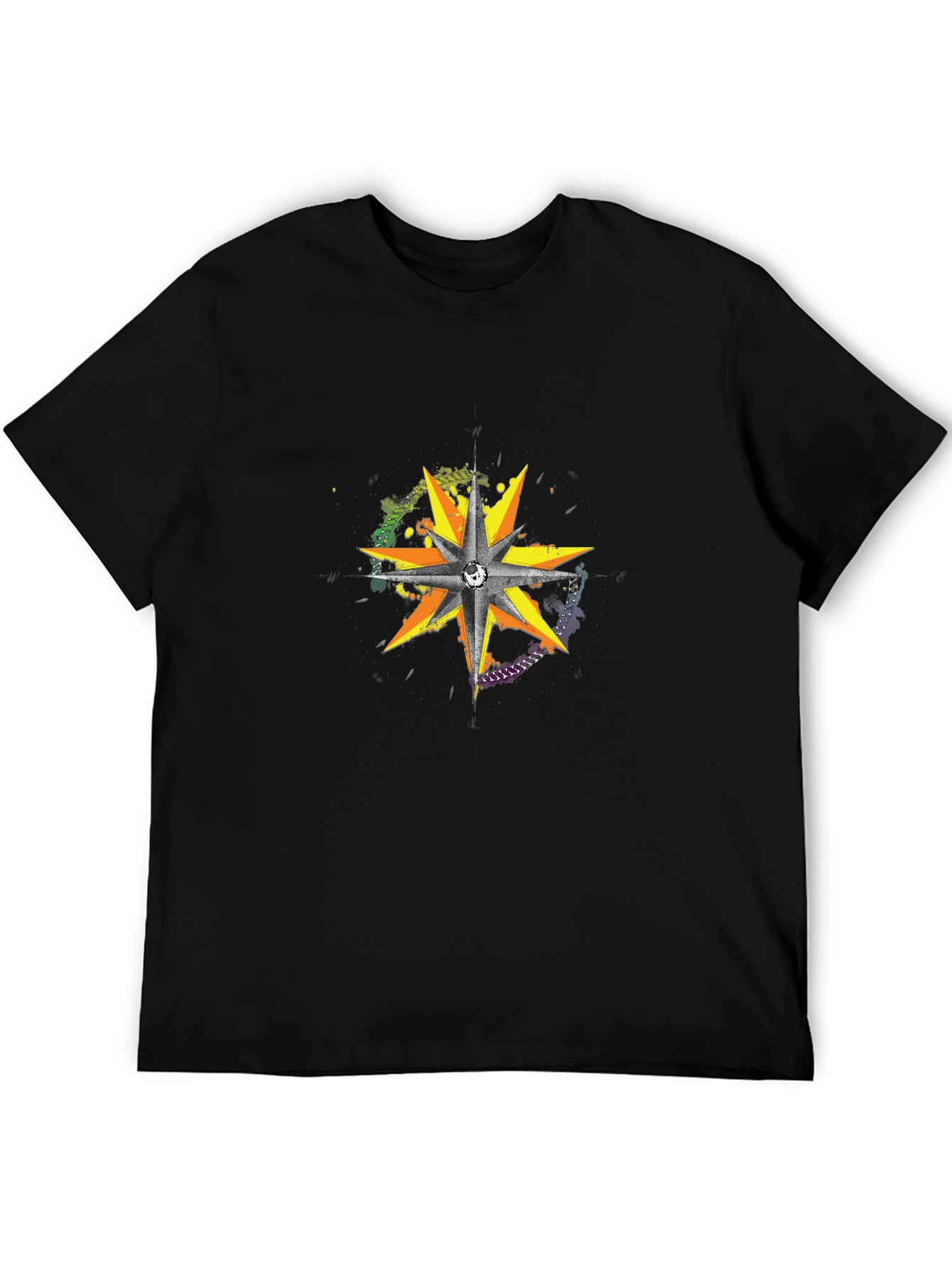 Graphic Starburst Crew Neck Tee - Black