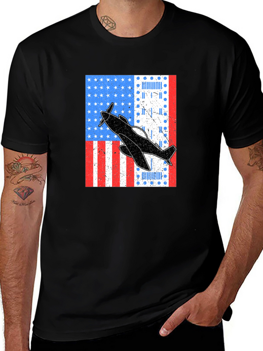 Vintage Airplane American Flag Graphic Tee