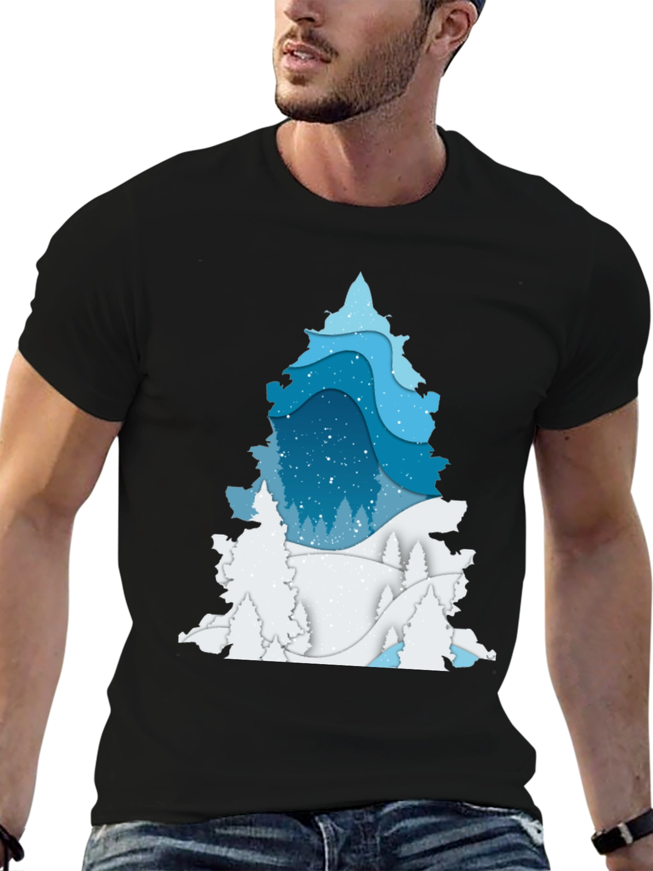 Winter Tree Graphic Tee - Black Cotton Blend
