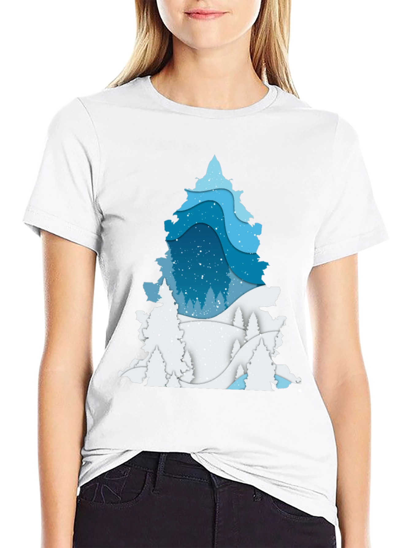 Winter Tree Graphic Tee - Black Cotton Blend