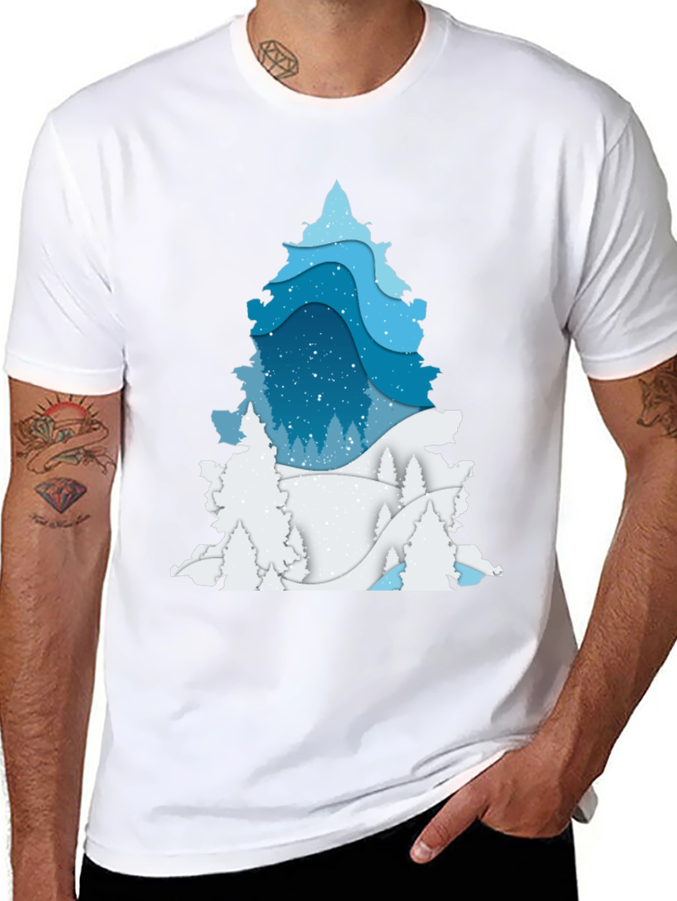 Winter Tree Graphic Tee - Black Cotton Blend