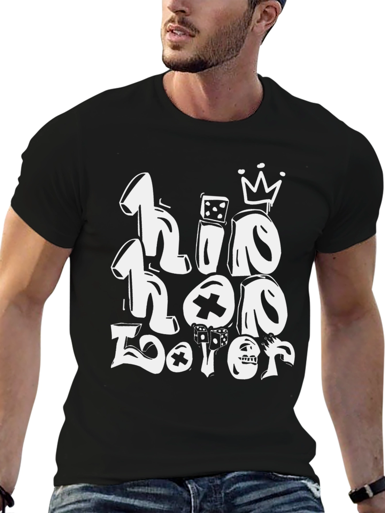 Hip Hop Lover Graphic T-Shirt - Black