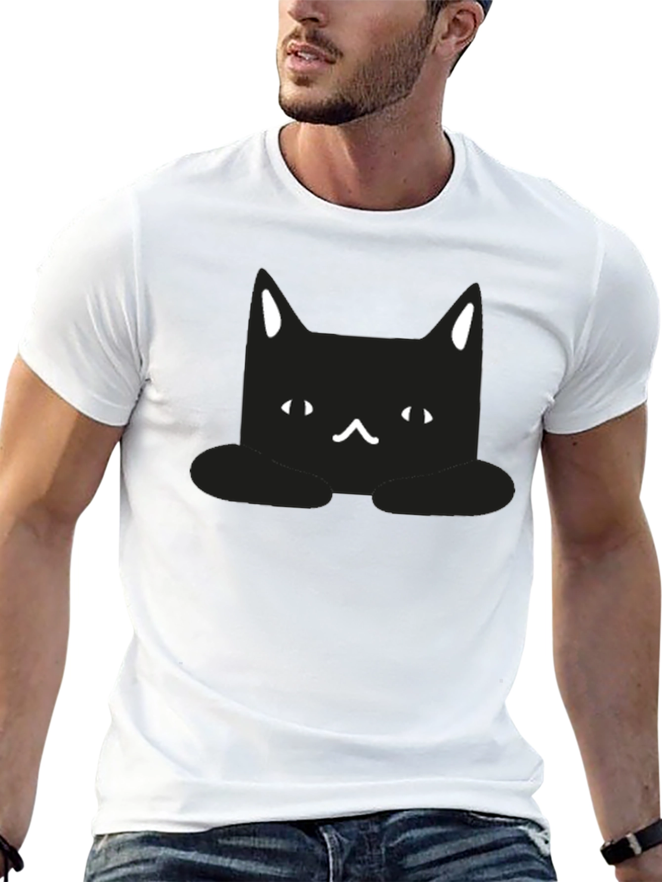 Cute Black Cat Graphic T-Shirt