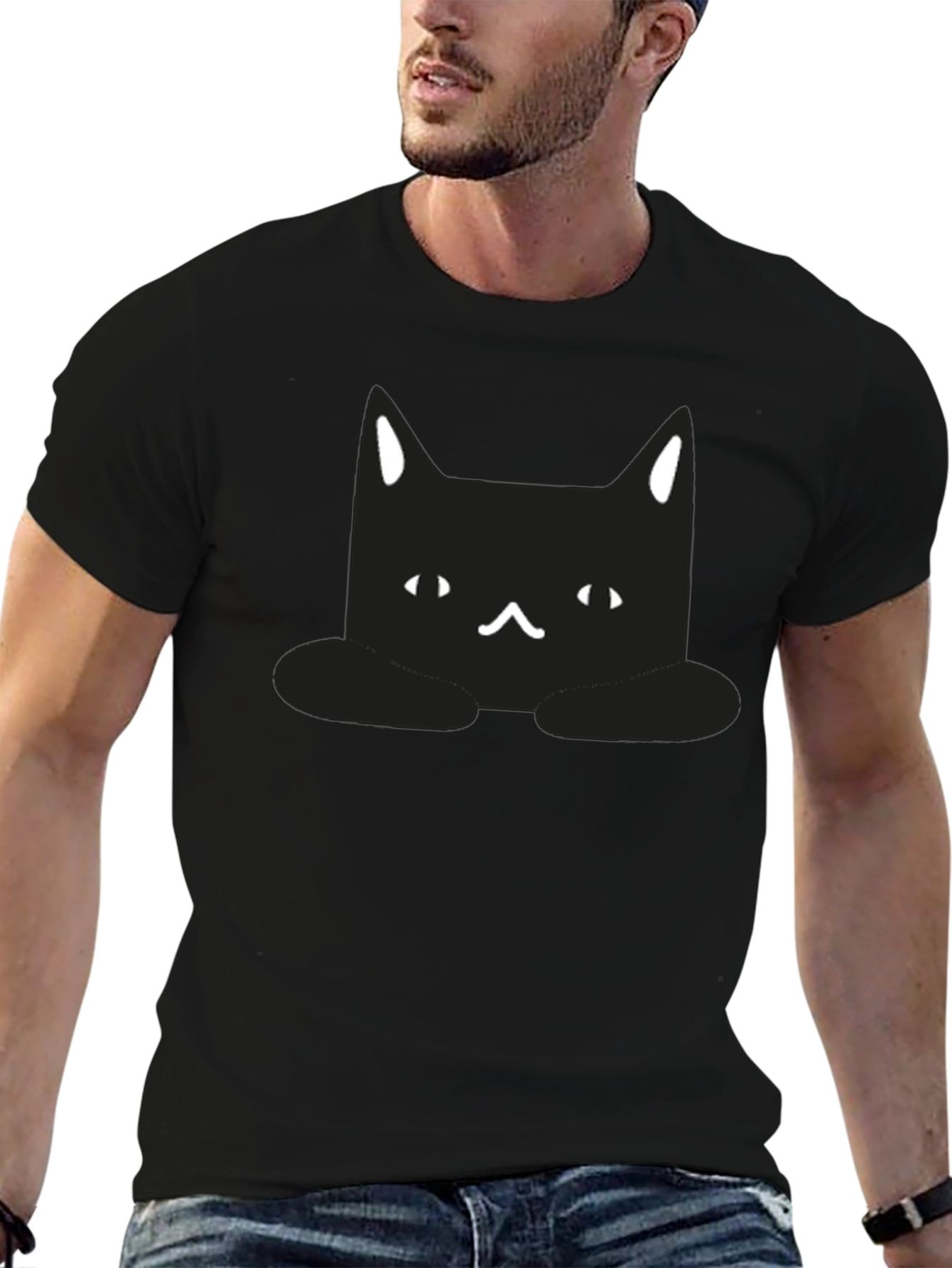 Cute Black Cat Graphic T-Shirt