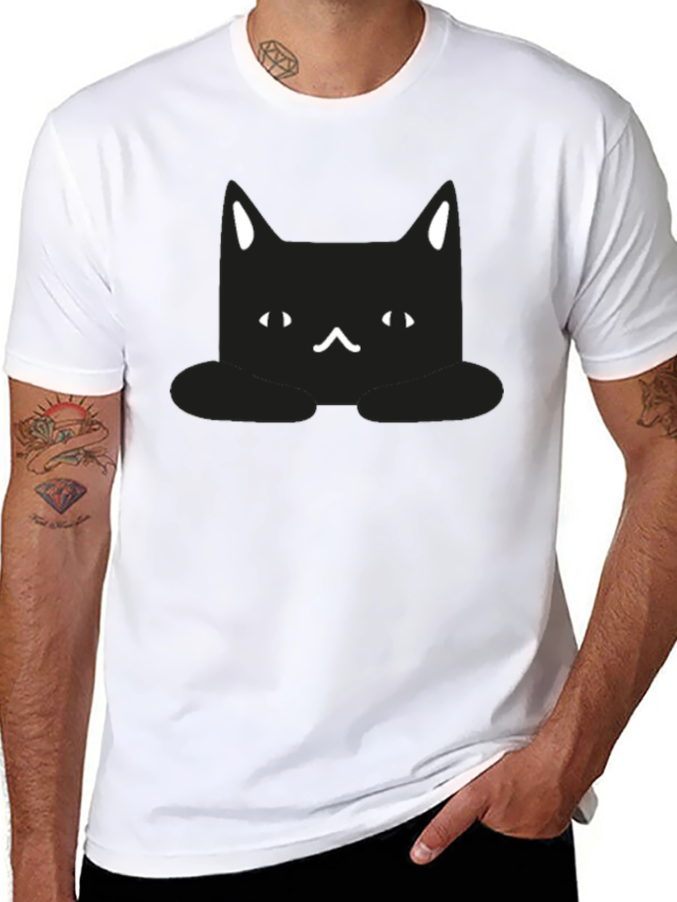 Cute Black Cat Graphic T-Shirt