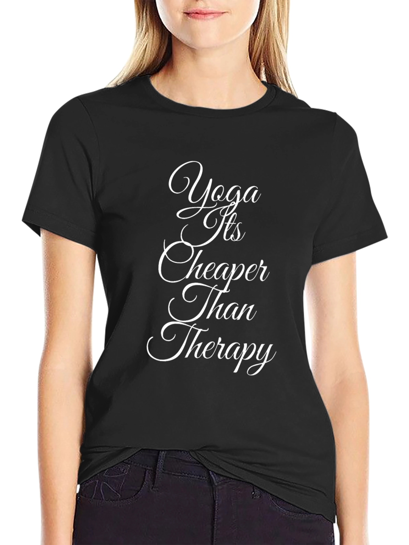 Yoga Cheaper Than Therapy Black T-Shirt