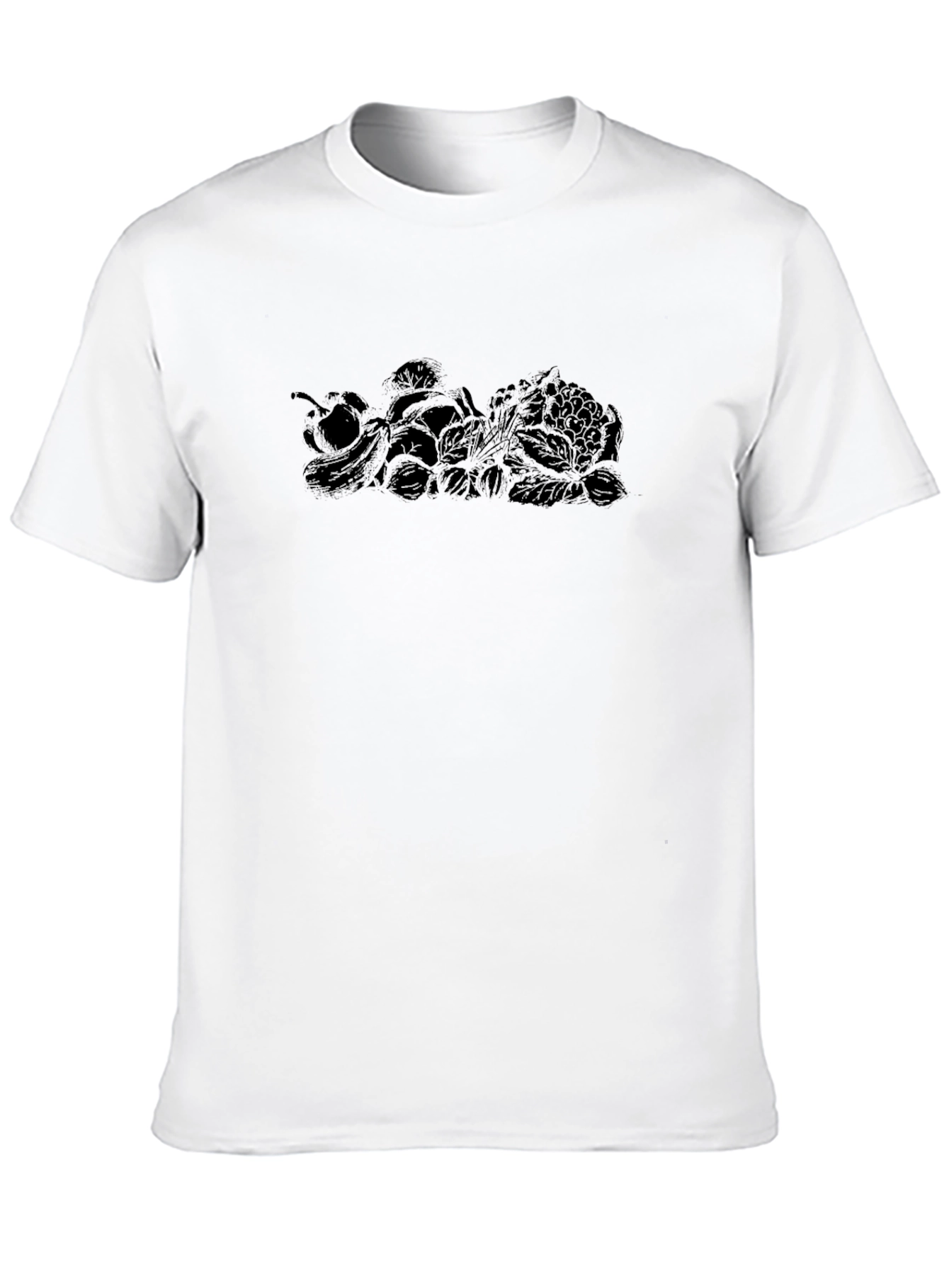 Mens Black Graphic Tee - Vegetable Design
