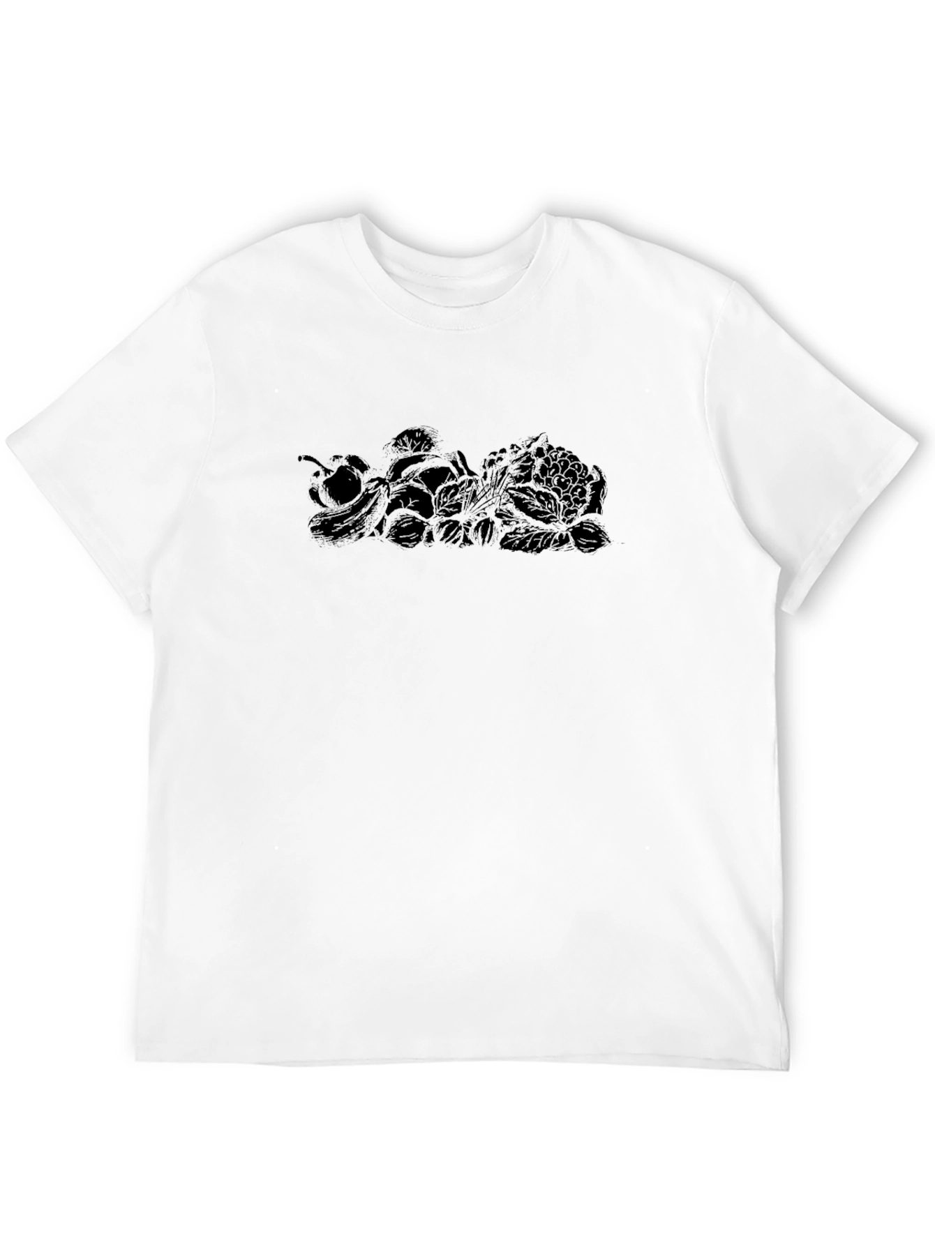 Mens Black Graphic Tee - Vegetable Design