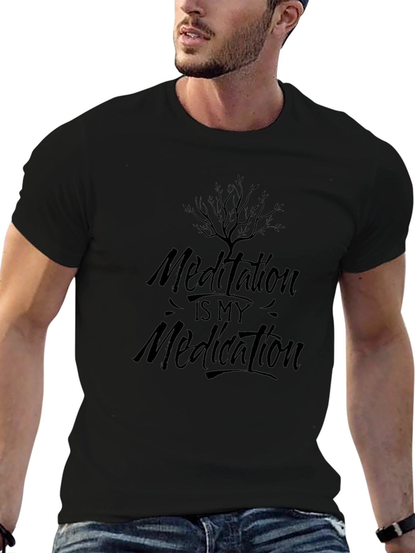Meditation is My Medication Black T-Shirt