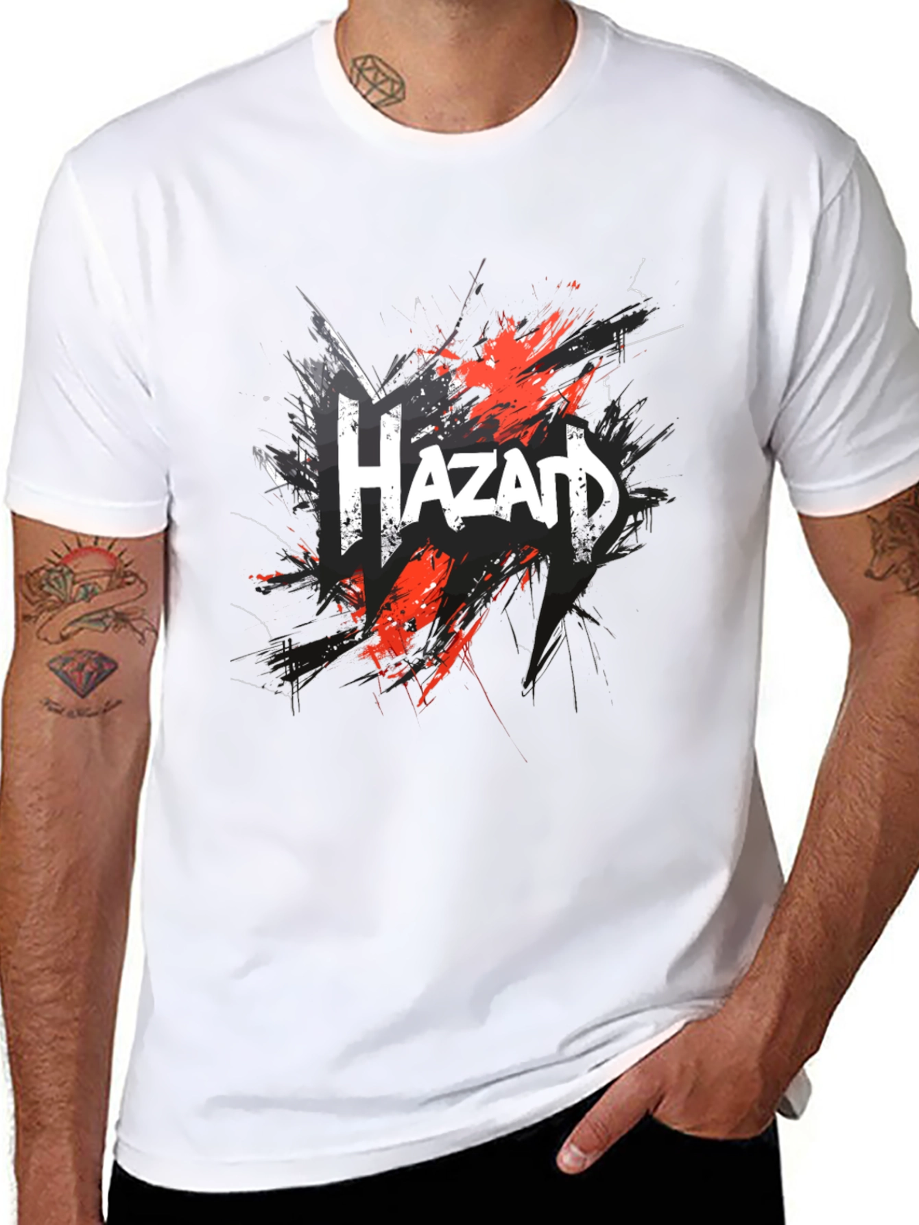 Hazard Graphic Print Black T-Shirt for Men