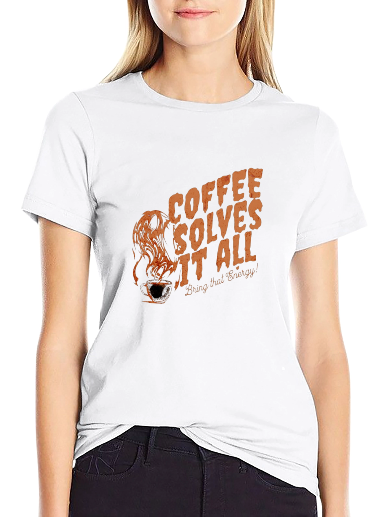 Coffee Solves It All Graphic T-Shirt - Black
