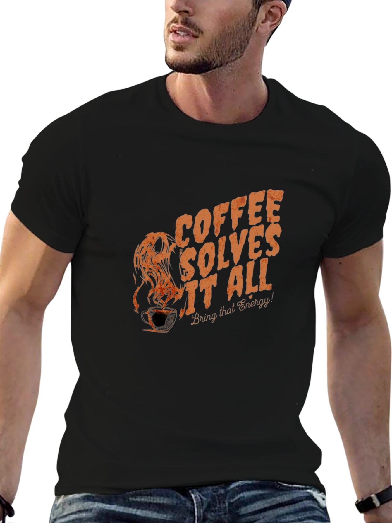 Coffee Solves It All Graphic T-Shirt - Black
