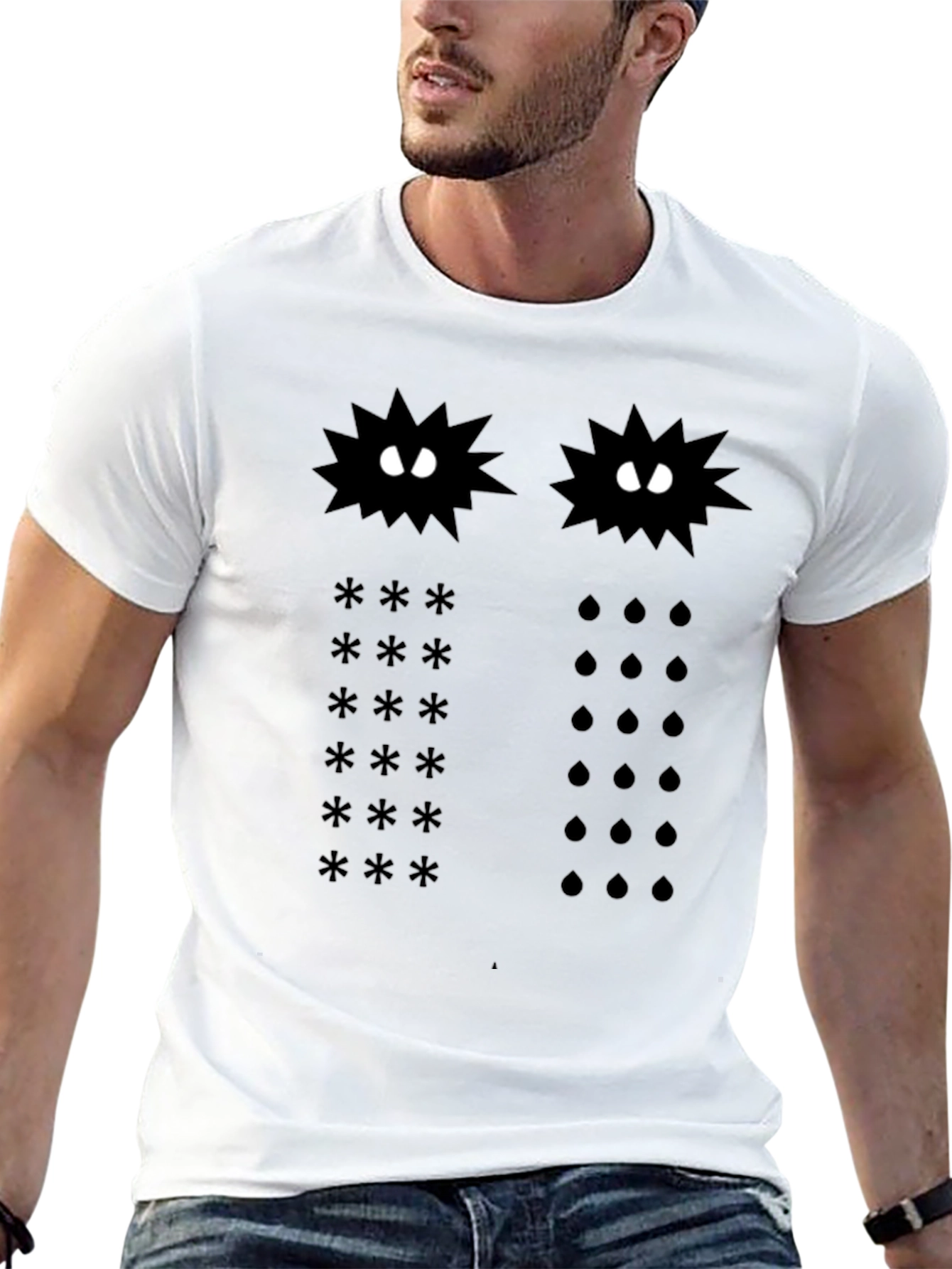 Funny Graphic T-Shirt: Spiky Creatures & Symbols