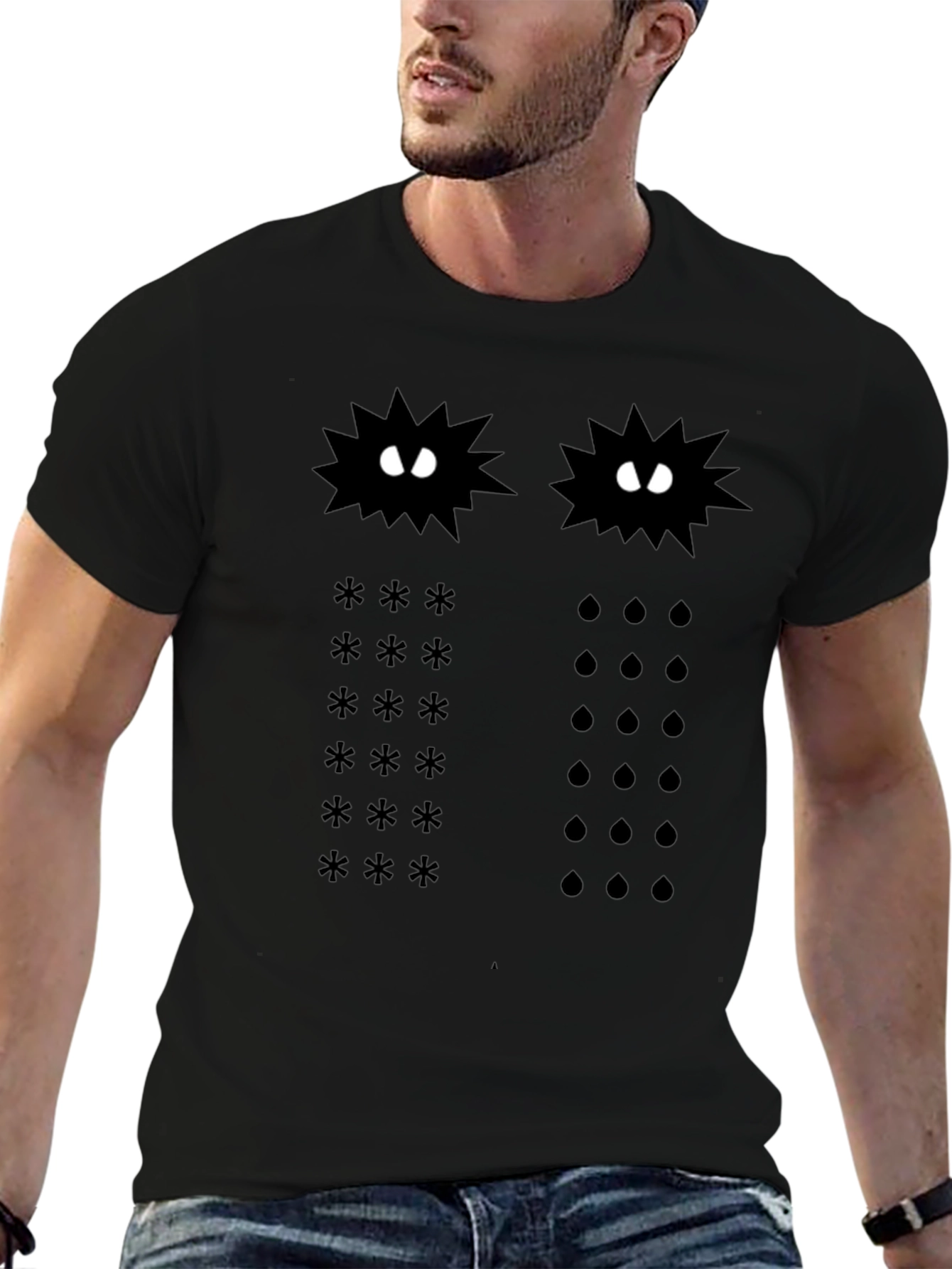 Funny Graphic T-Shirt: Spiky Creatures & Symbols