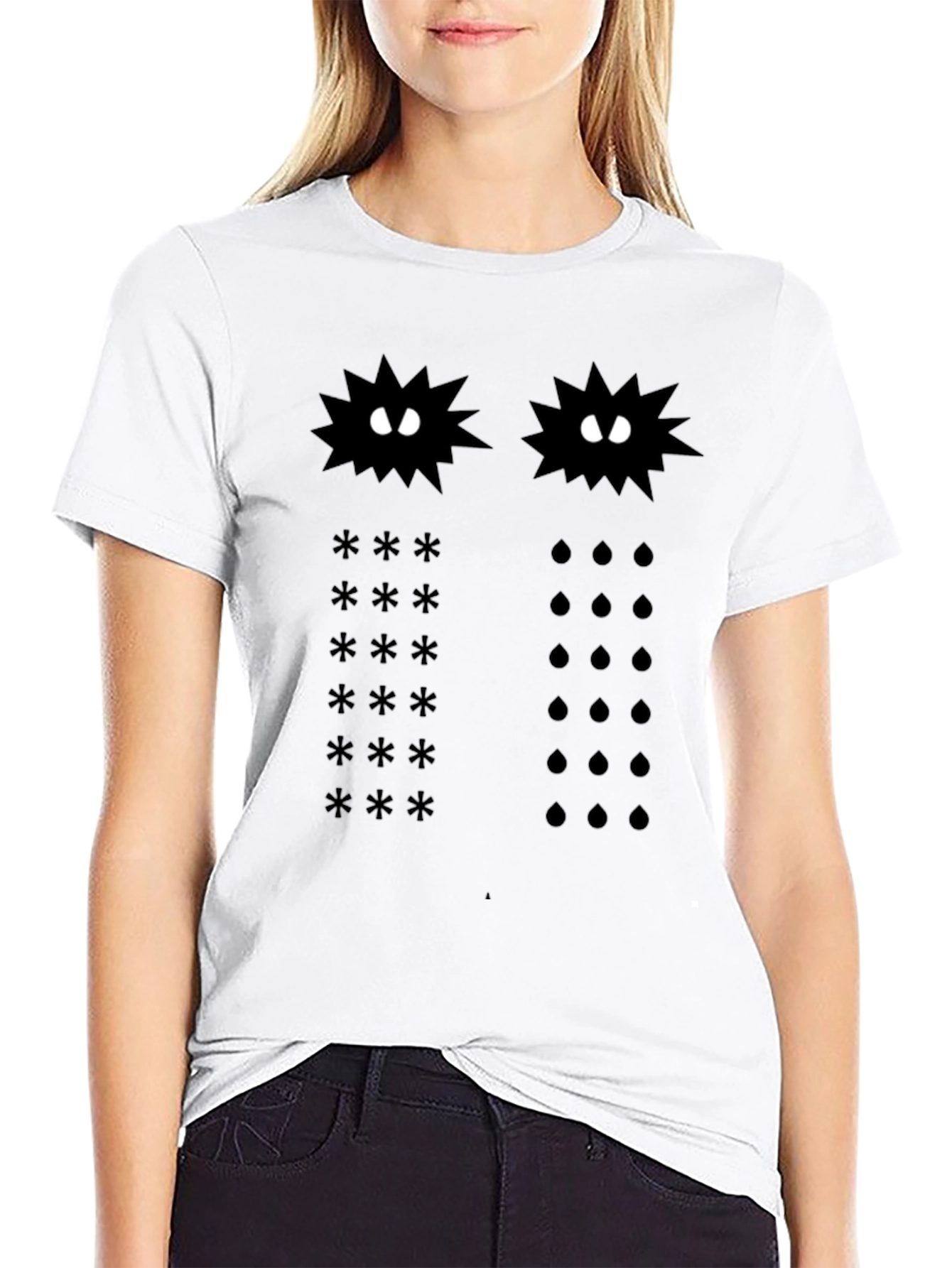 Funny Graphic T-Shirt: Spiky Creatures & Symbols