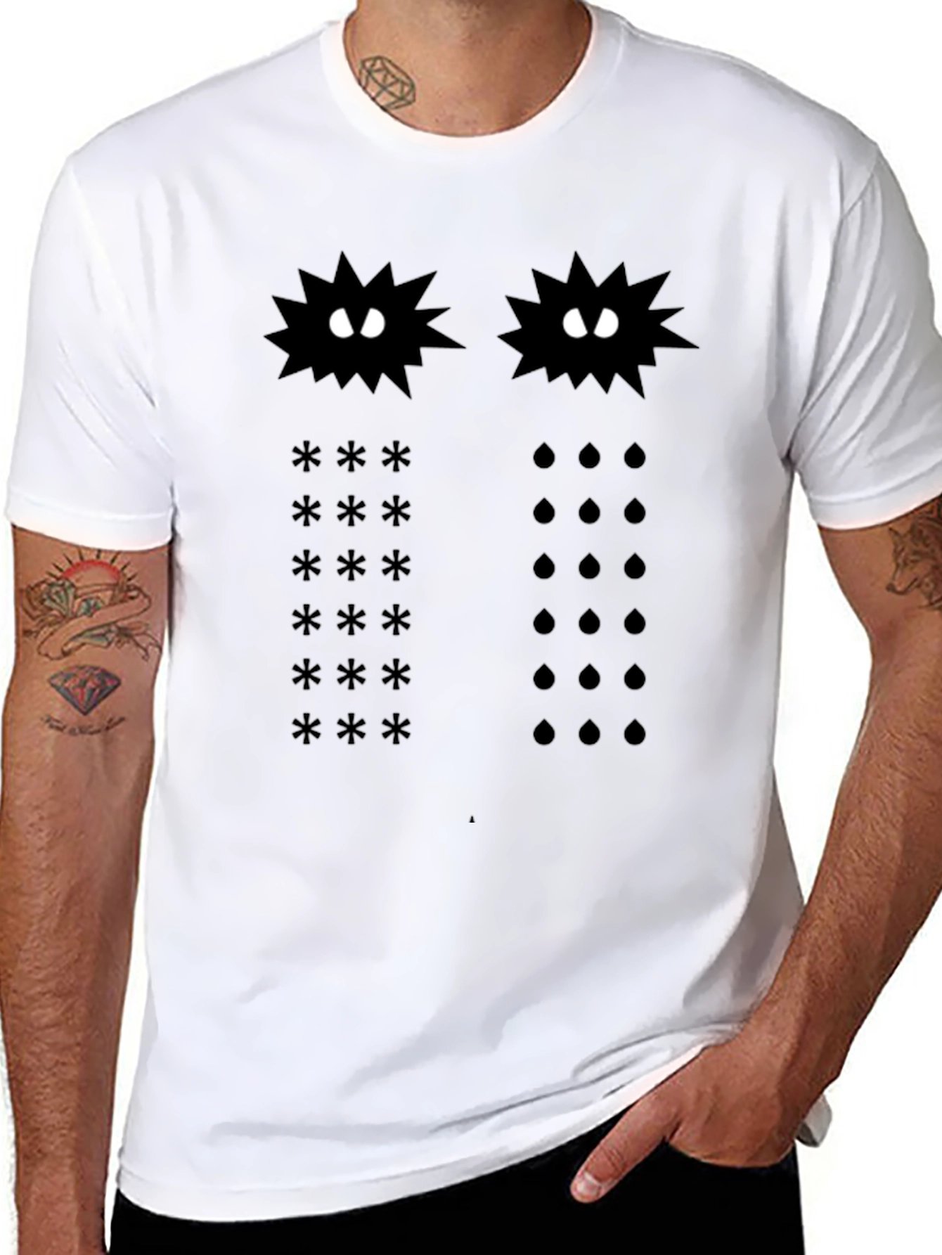 Funny Graphic T-Shirt: Spiky Creatures & Symbols