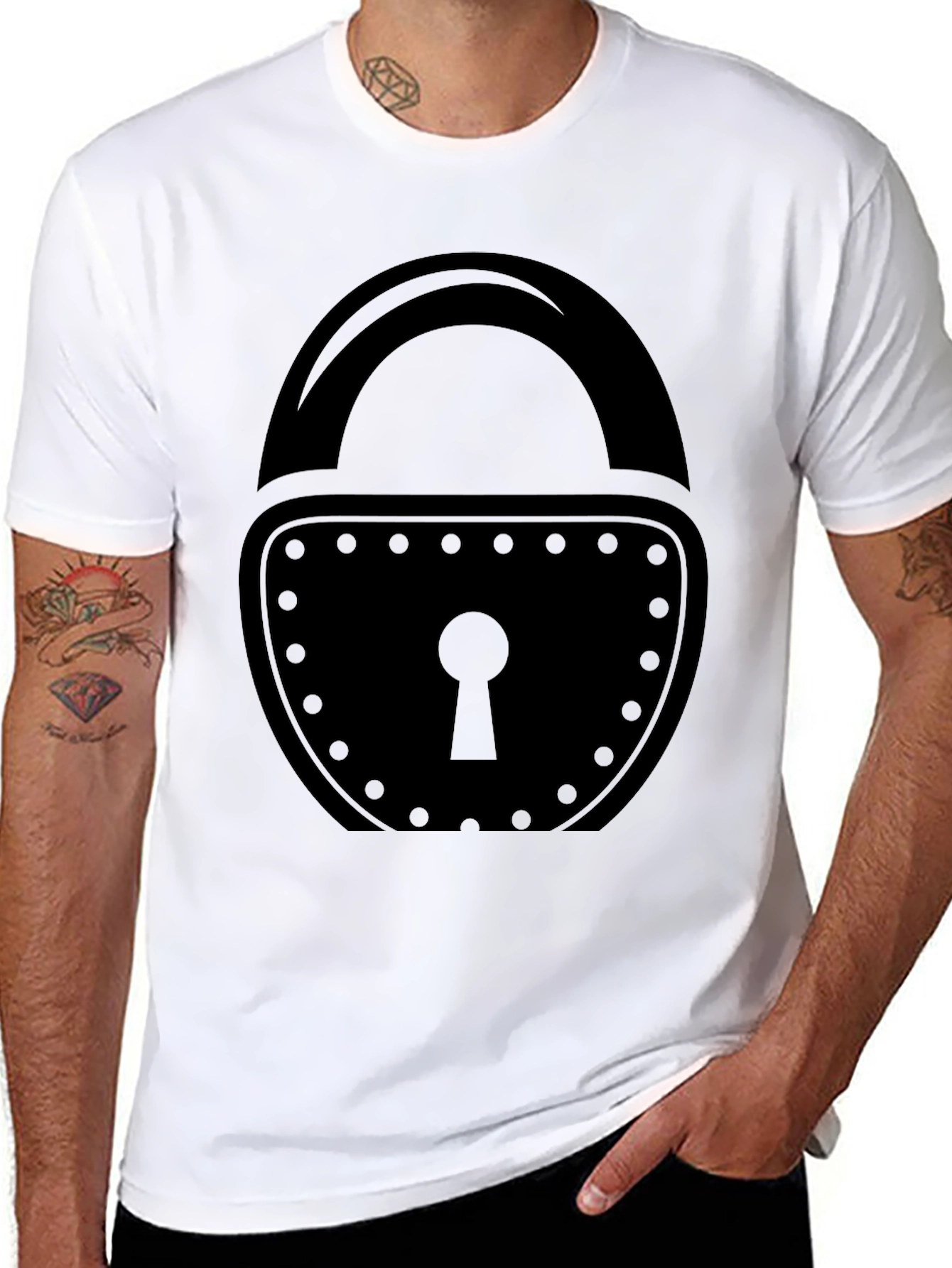 Black Padlock Graphic Tee - Secure Style