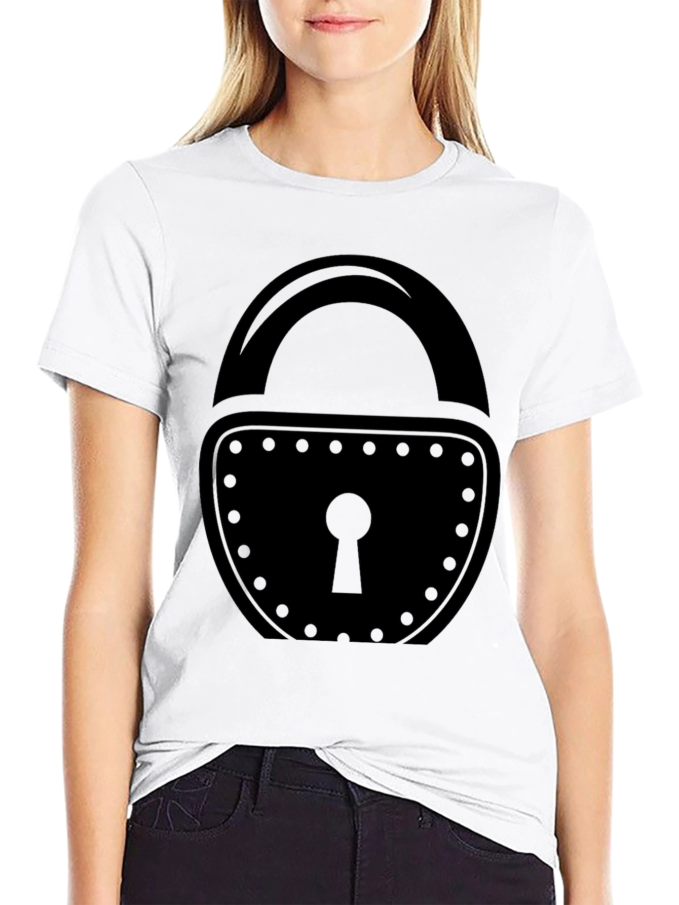 Black Padlock Graphic Tee - Secure Style
