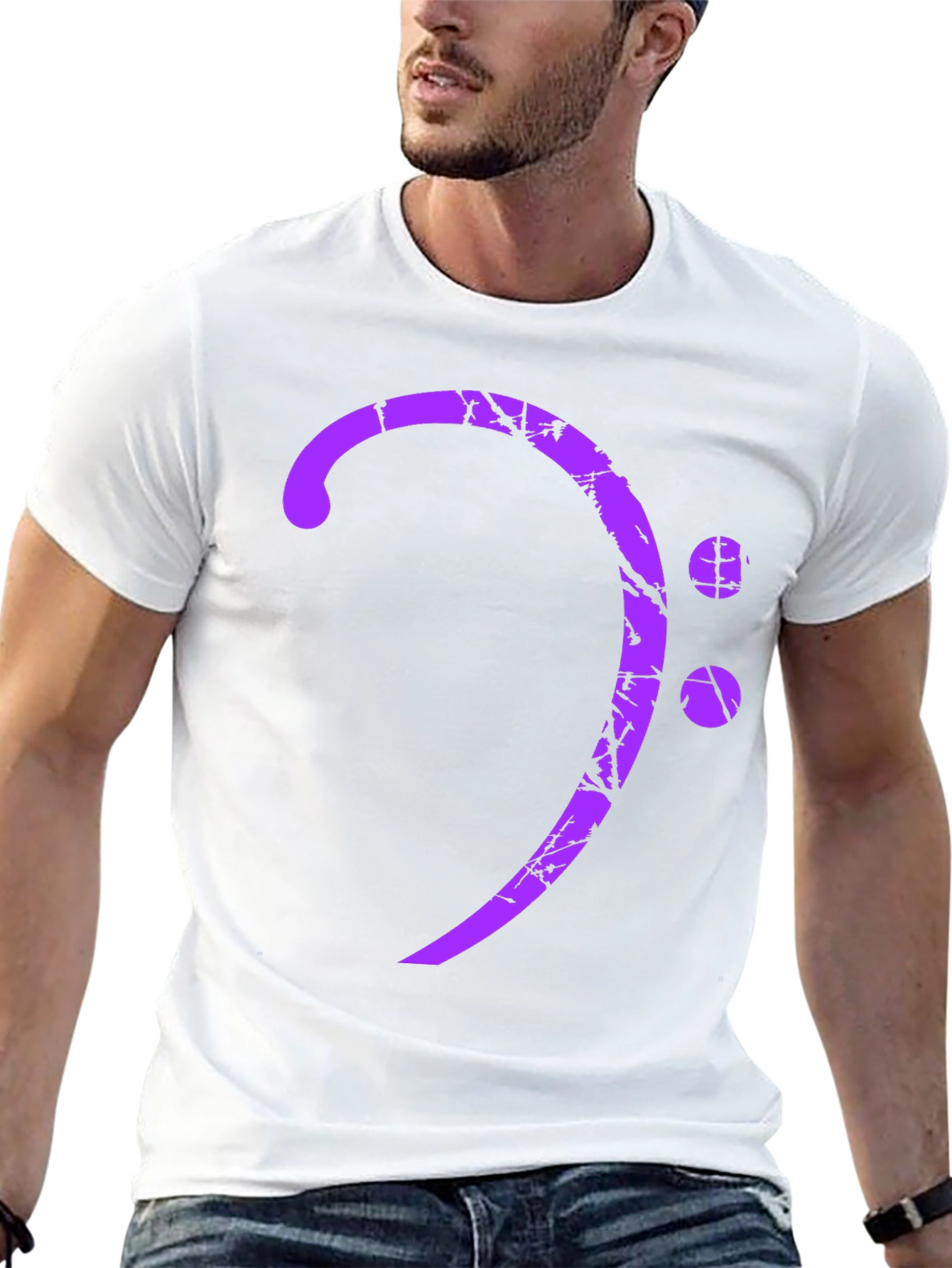 Purple Bass Clef Graphic T-Shirt