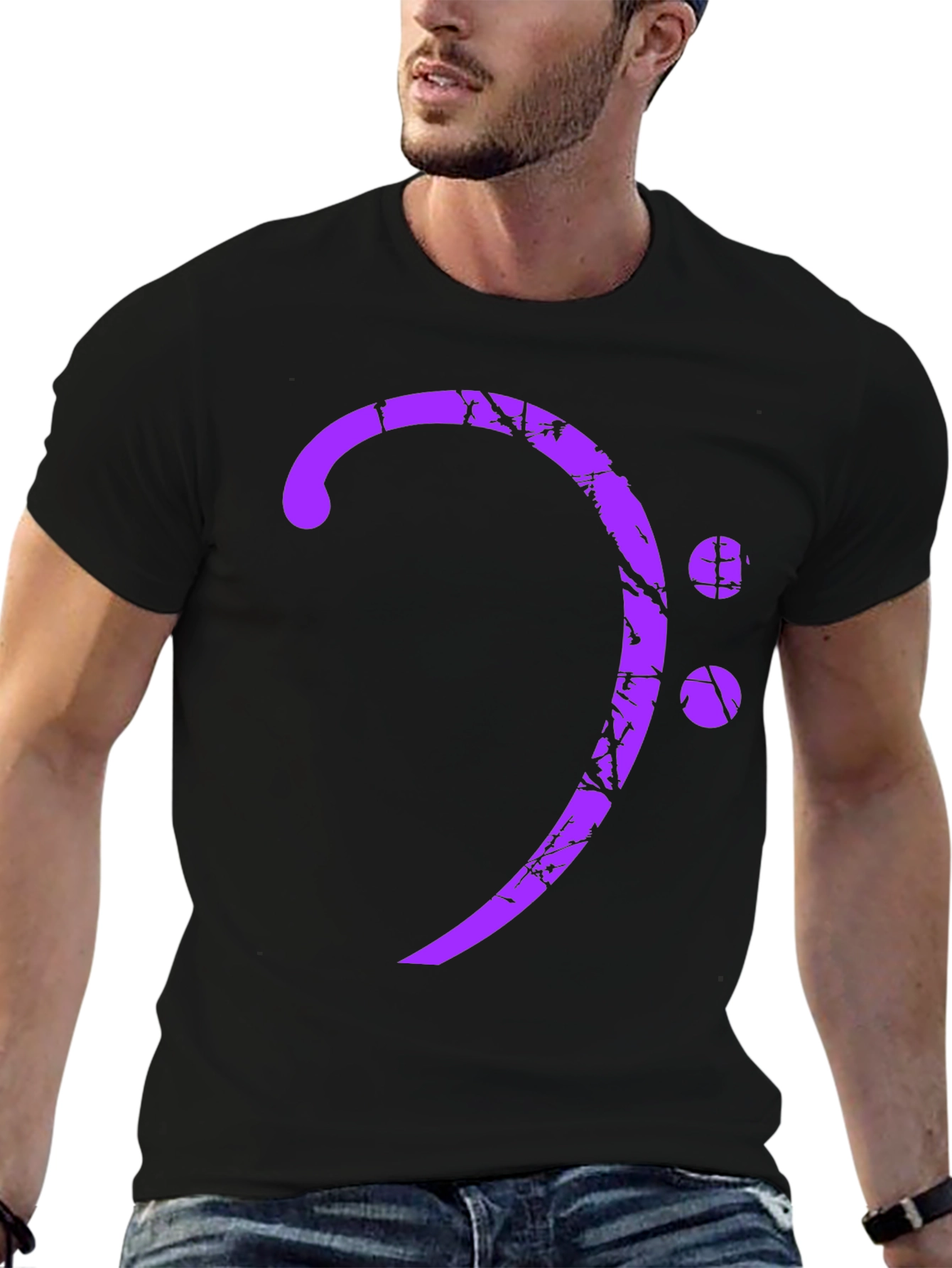 Purple Bass Clef Graphic T-Shirt