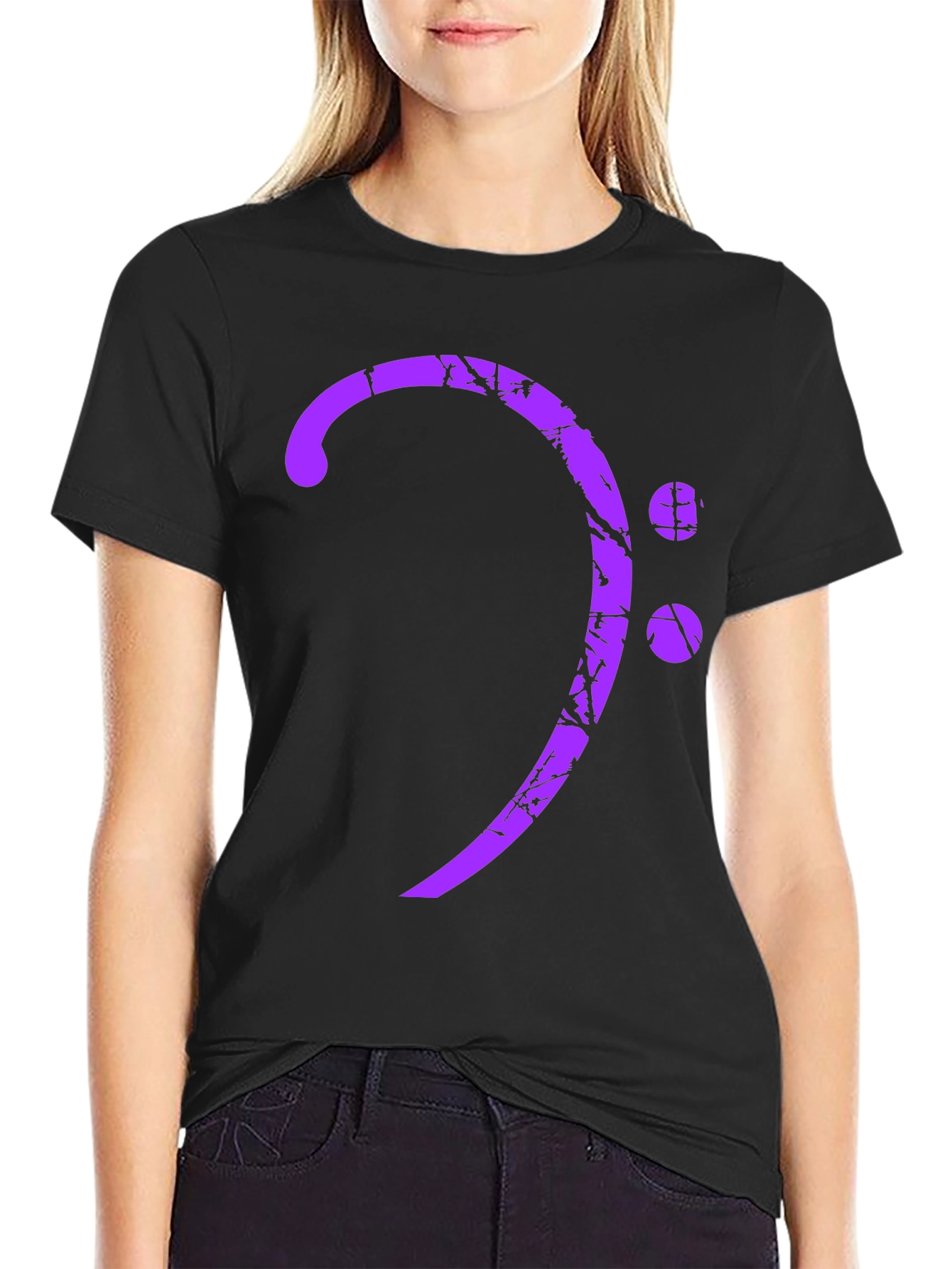 Purple Bass Clef Graphic T-Shirt