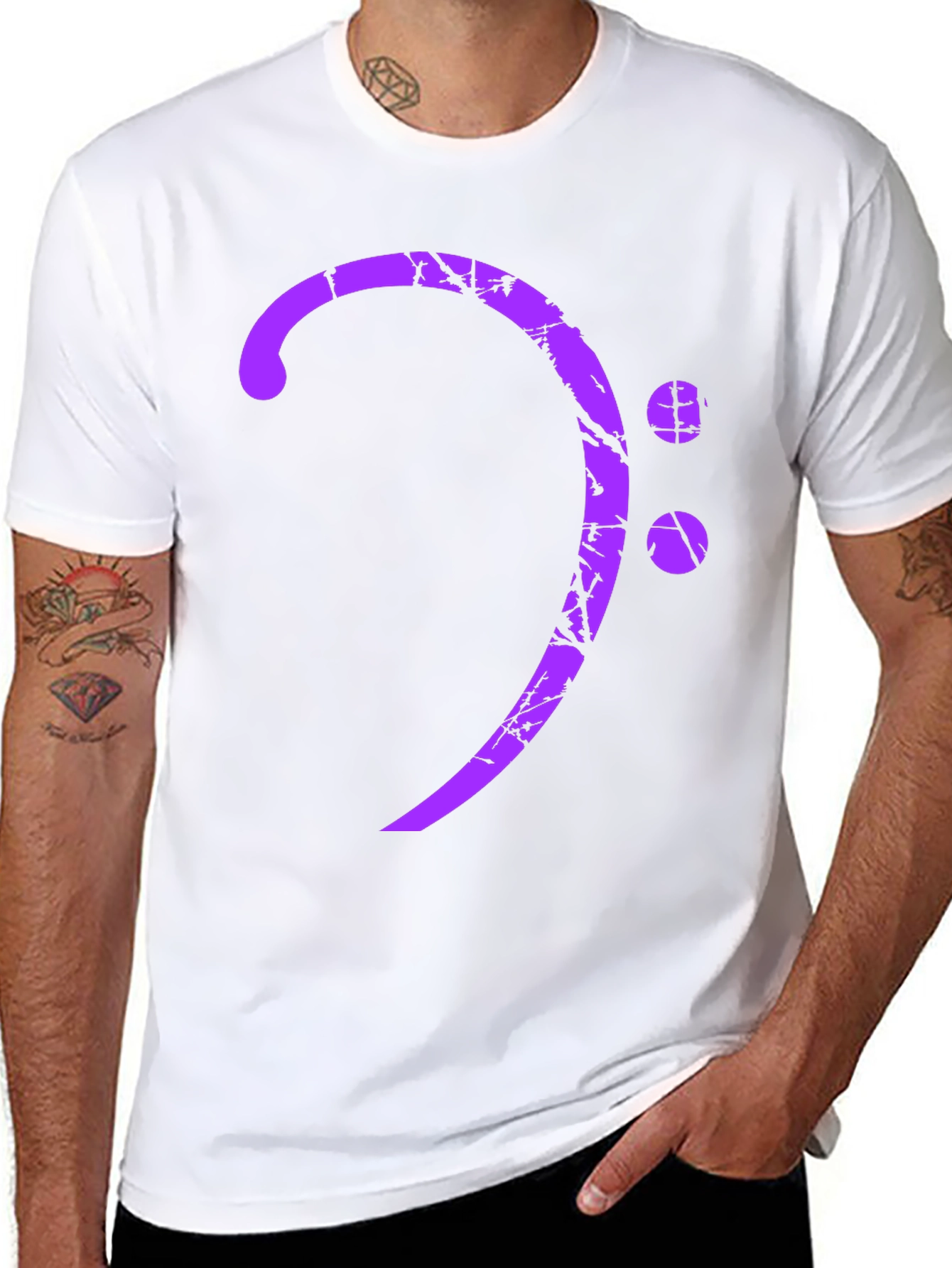Purple Bass Clef Graphic T-Shirt