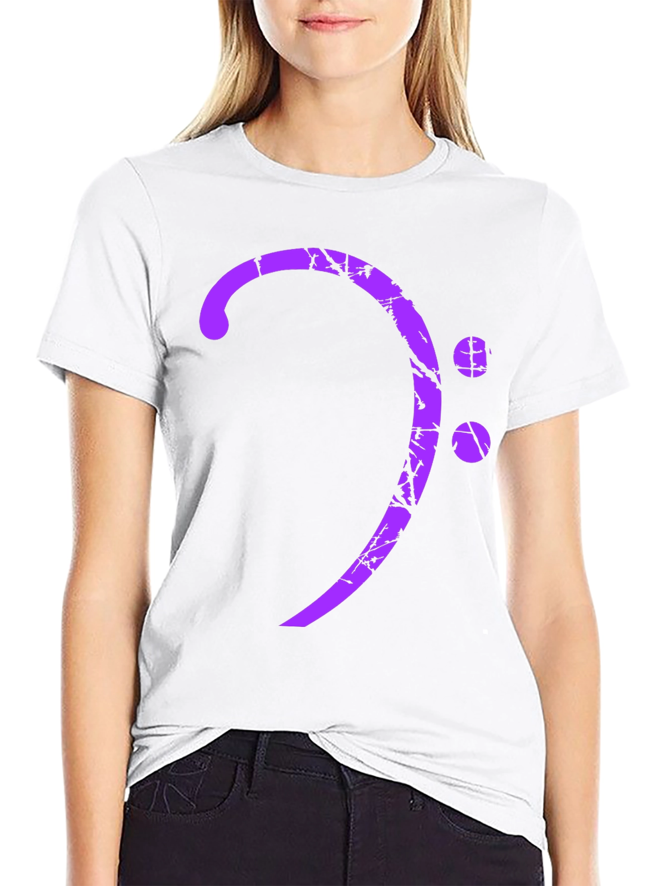 Purple Bass Clef Graphic T-Shirt