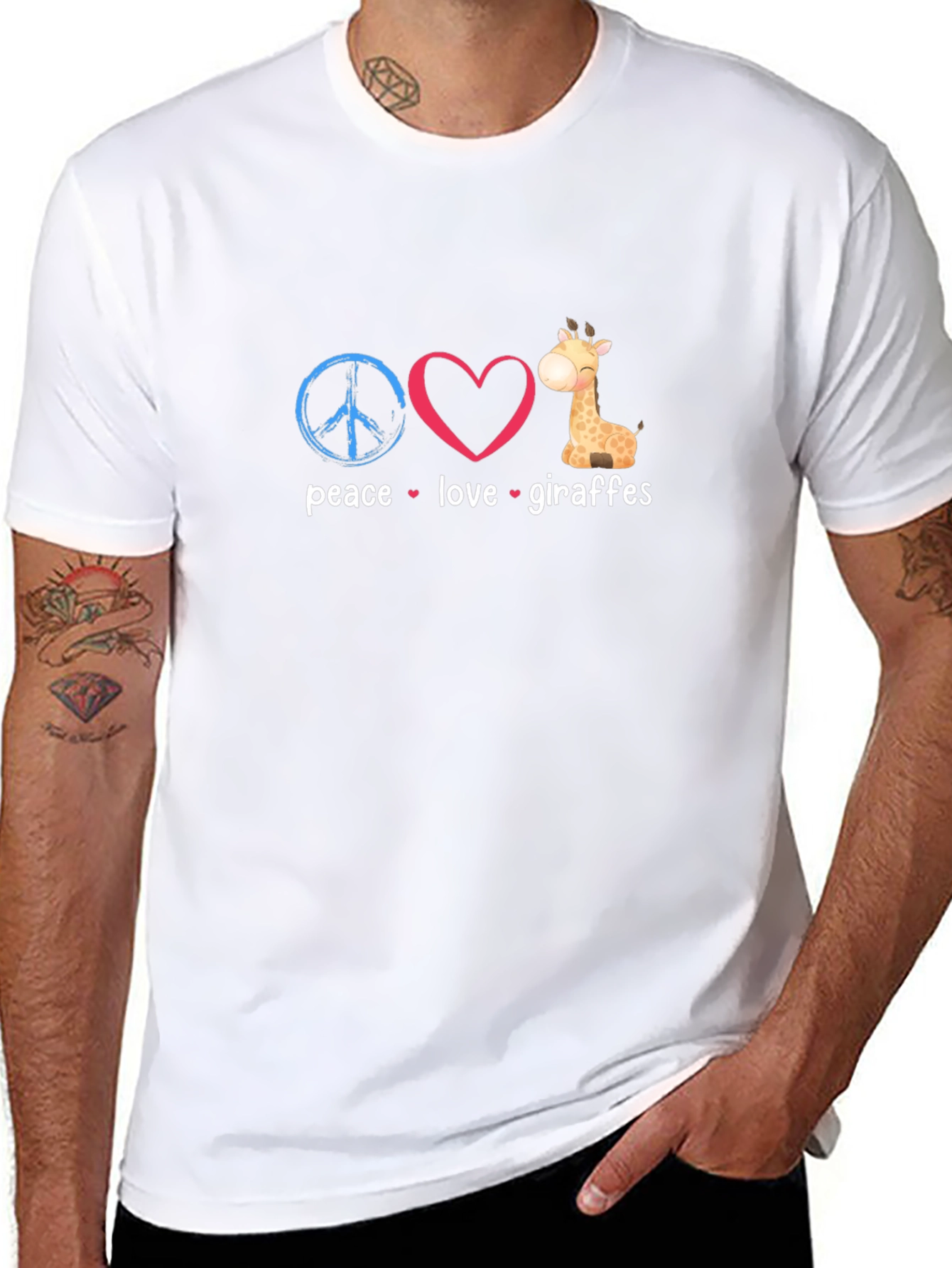Peace Love Giraffes Graphic T-Shirt