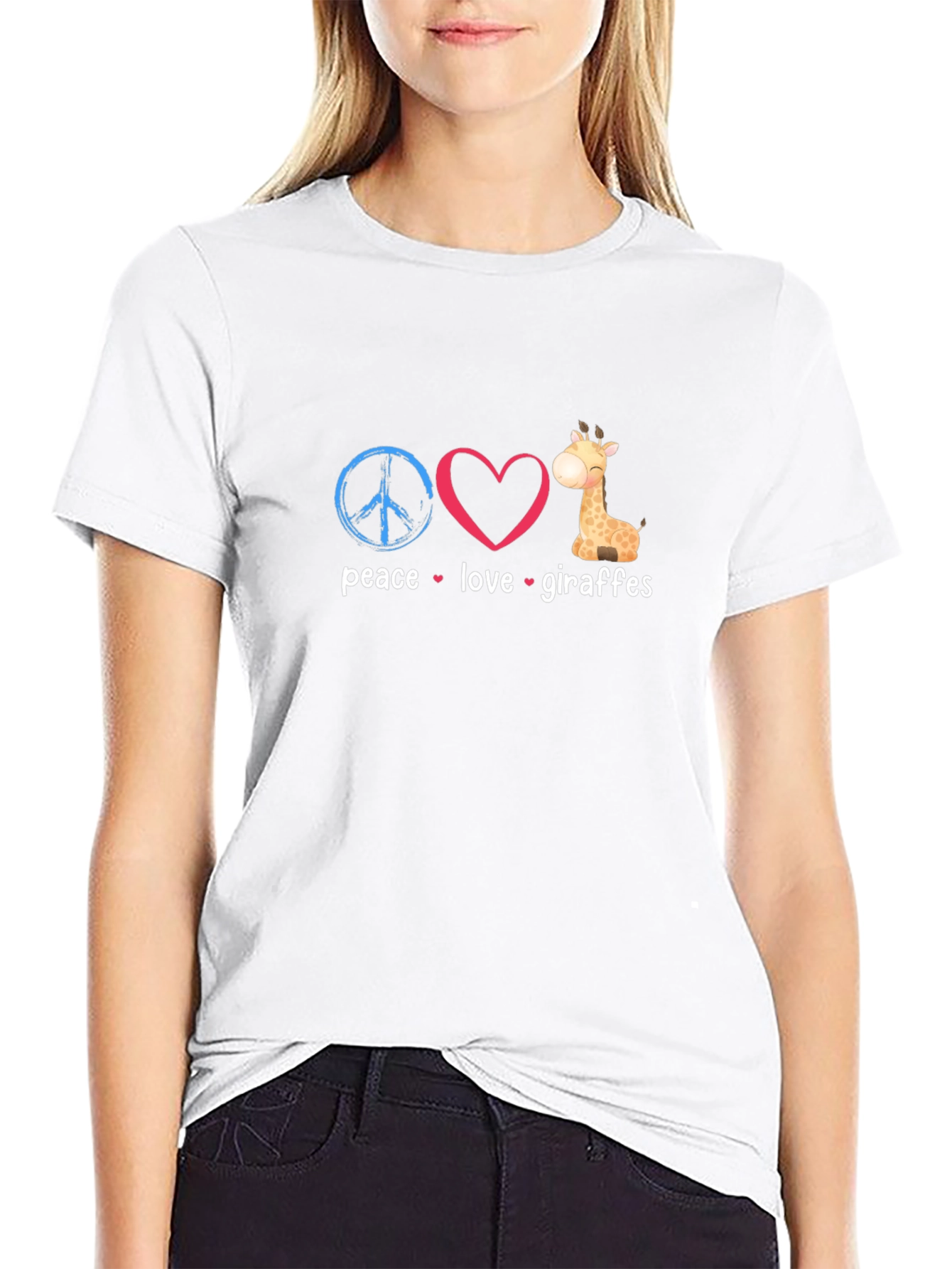 Peace Love Giraffes Graphic T-Shirt