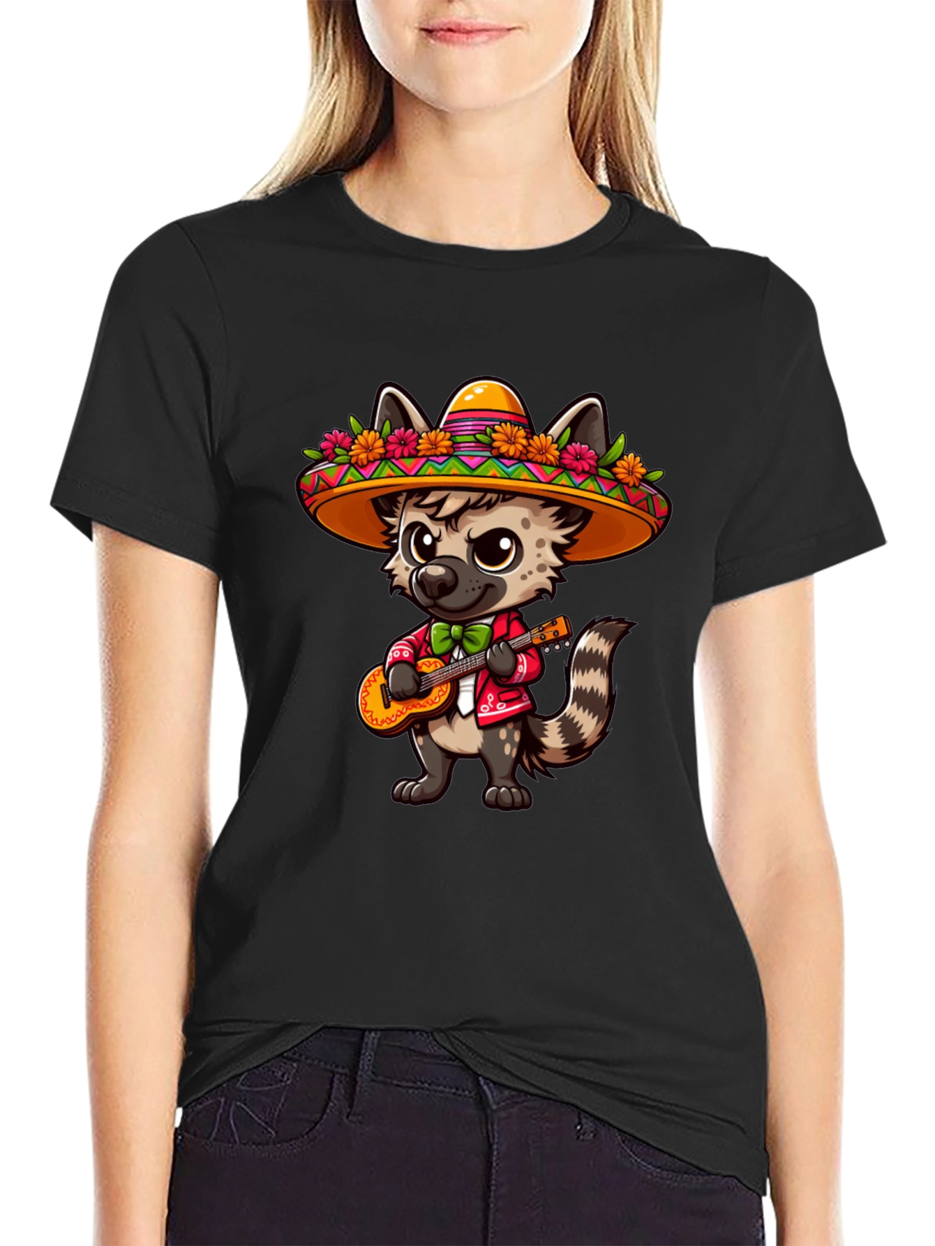 Fiesta Fun T-Shirt: Hyena with Sombrero & Guitar