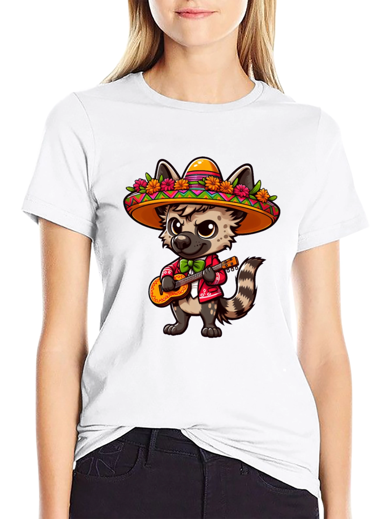 Fiesta Fun T-Shirt: Hyena with Sombrero & Guitar