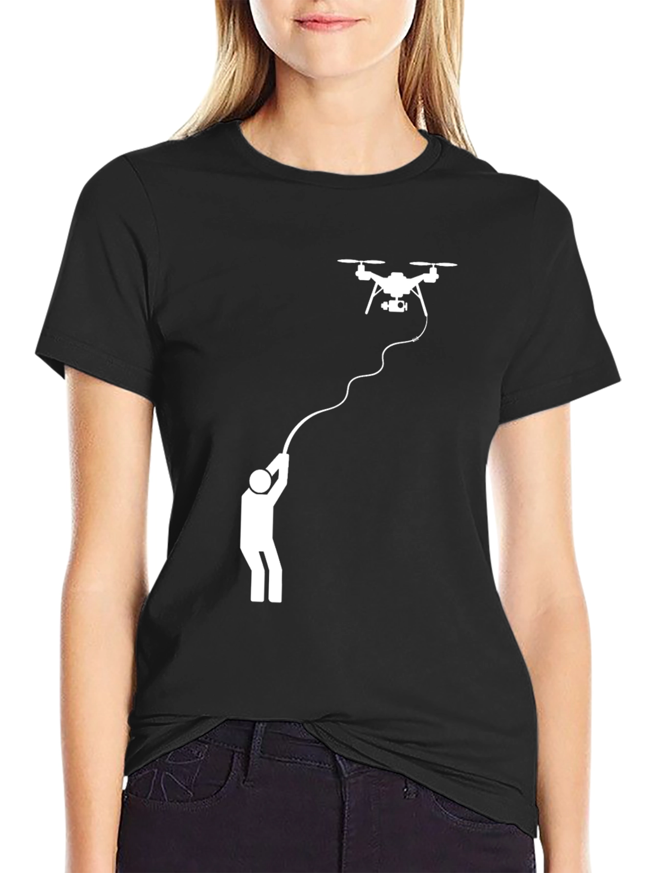 Drone Operator Graphic Tee - Black Cotton T-Shirt