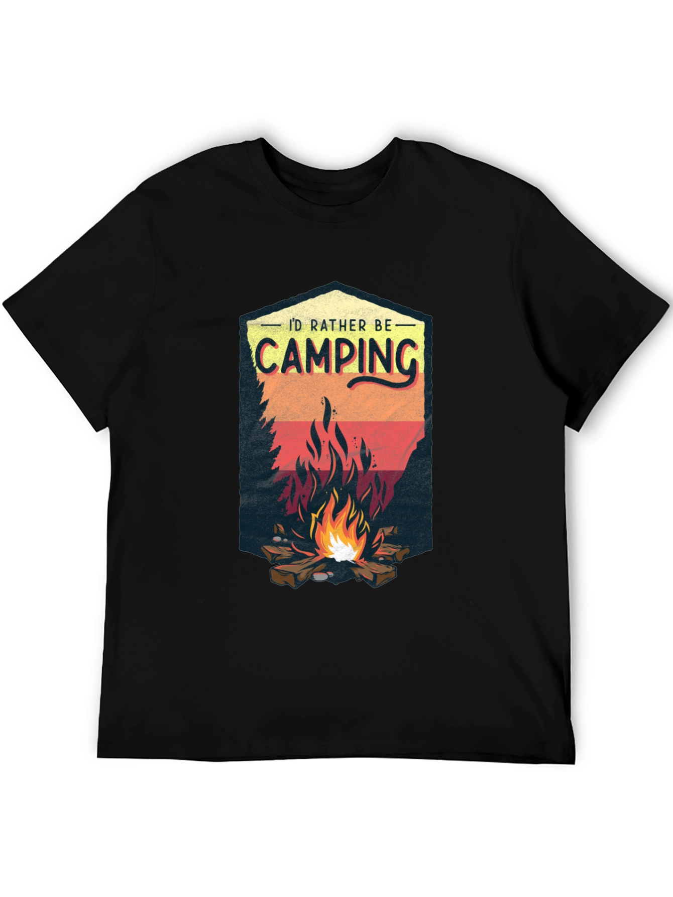 Camping Adventure Black Graphic T-Shirt