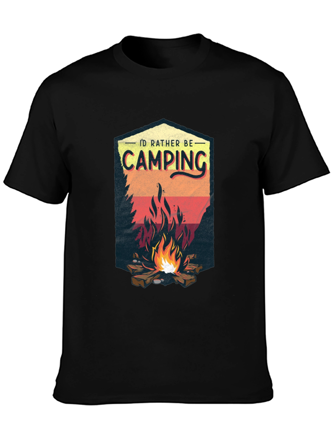 Camping Adventure Black Graphic T-Shirt