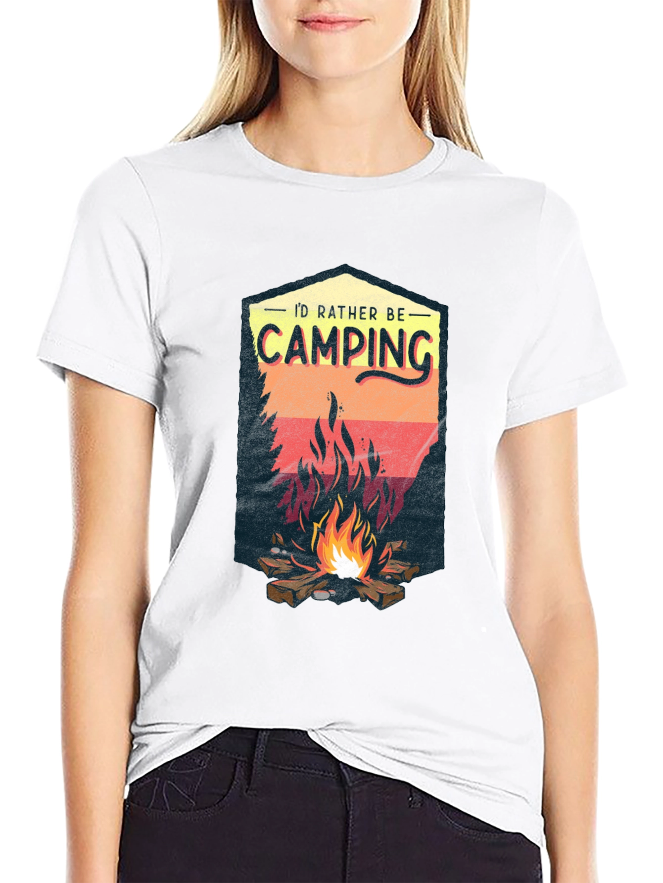 Camping Adventure Black Graphic T-Shirt