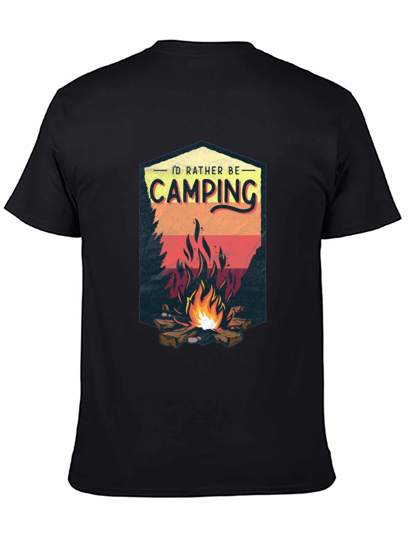 Camping Adventure Black Graphic T-Shirt