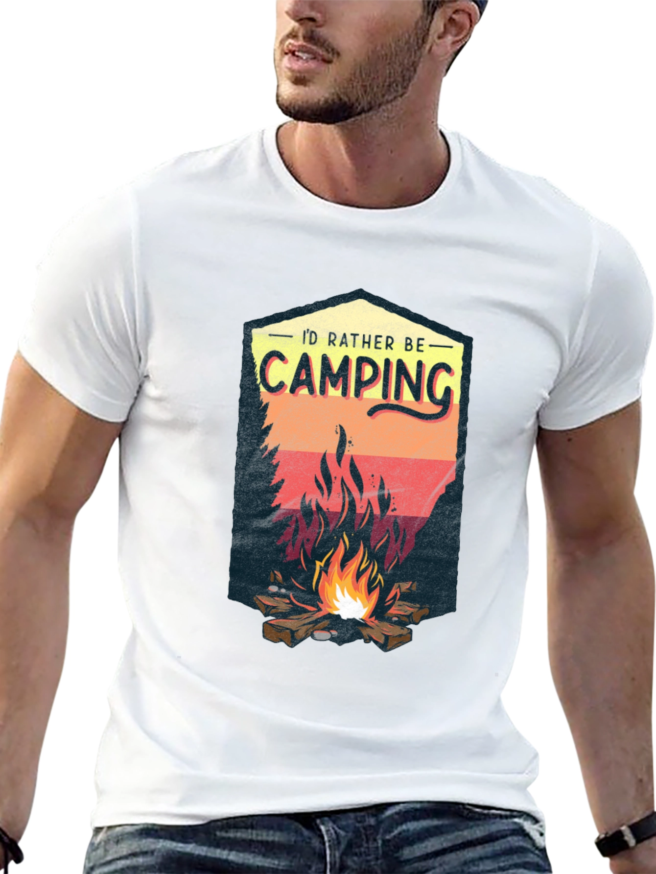Camping Adventure Black Graphic T-Shirt