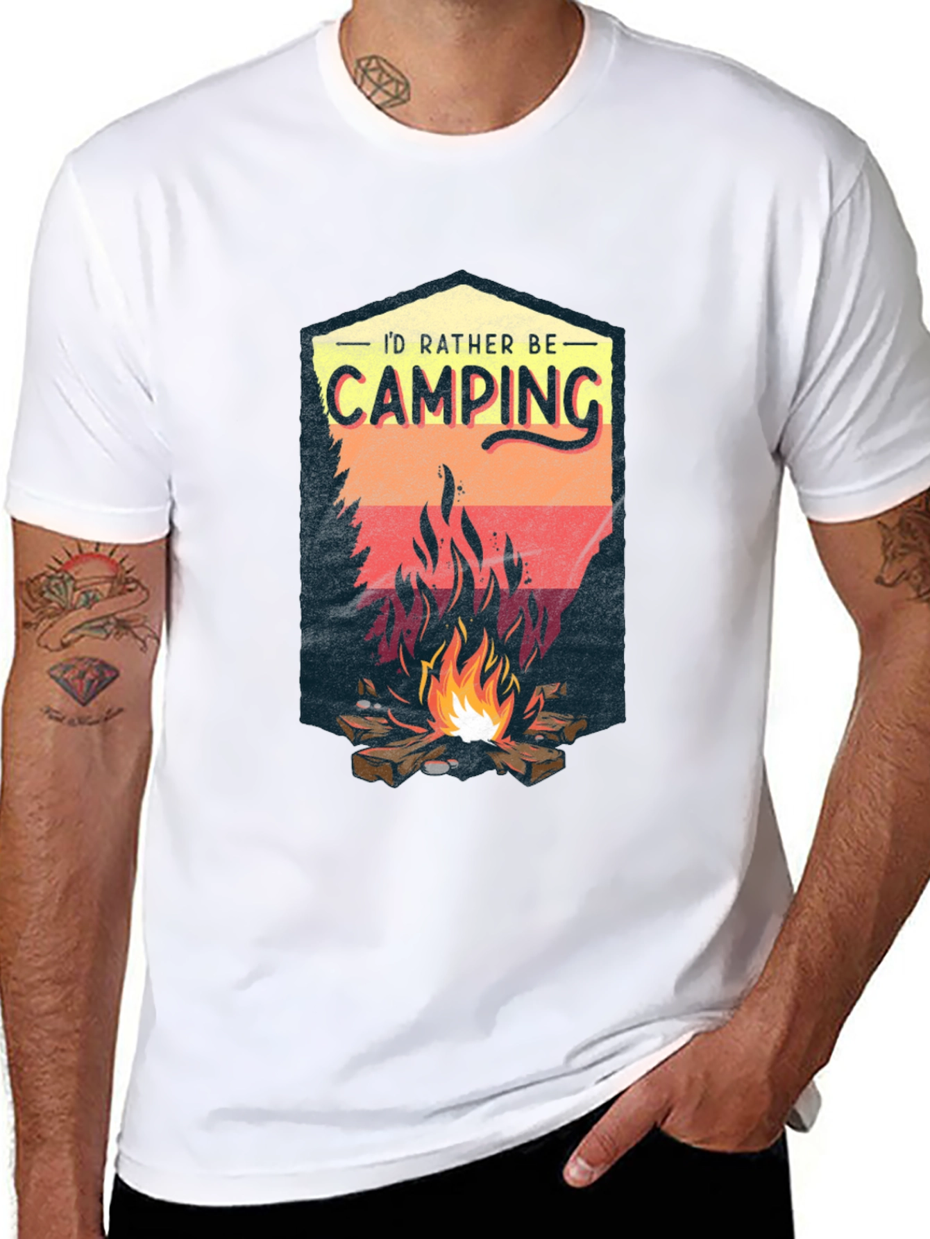 Camping Adventure Black Graphic T-Shirt