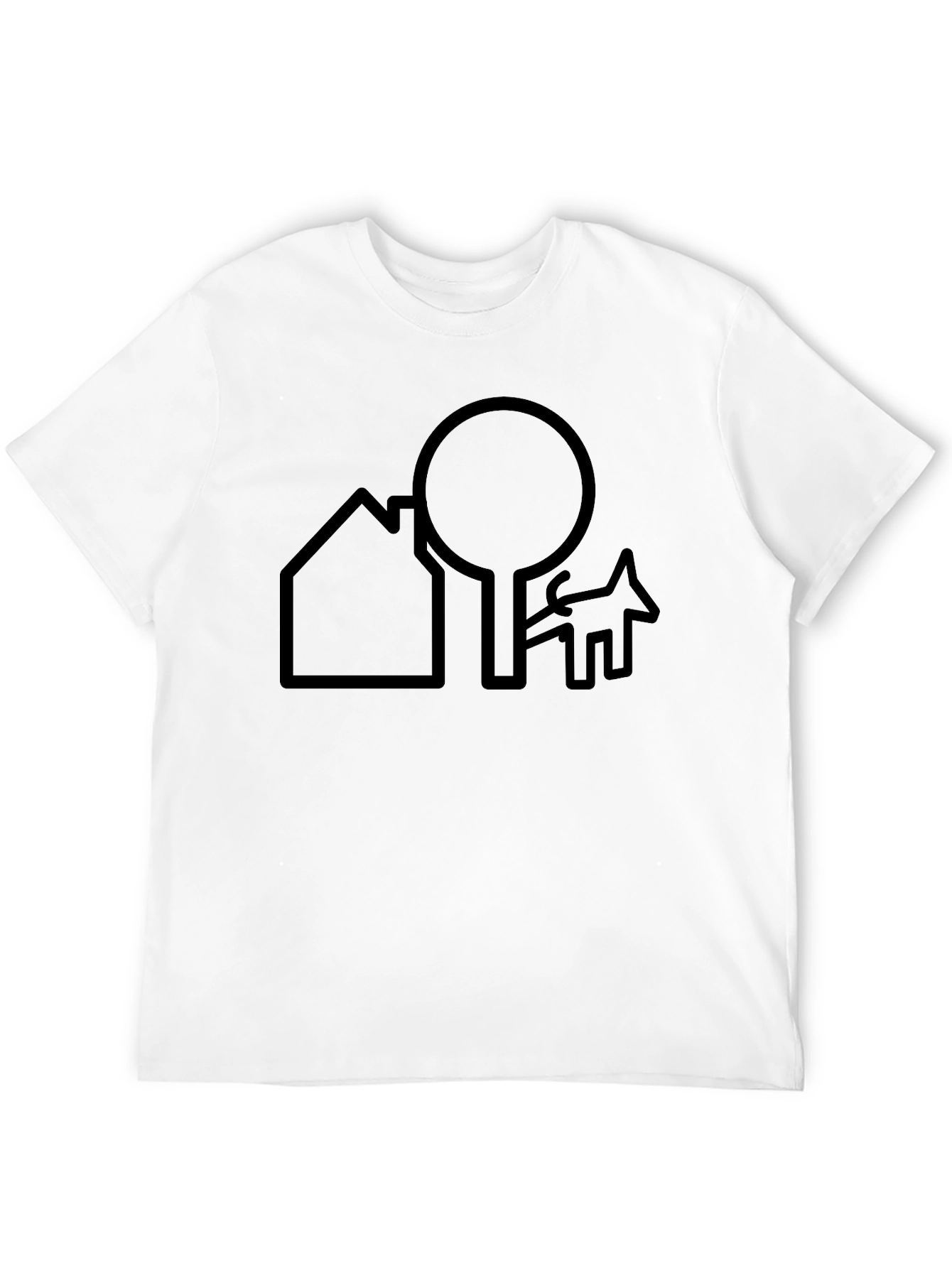 Abstract Home Tree and Dog Graphic T-Shirt
