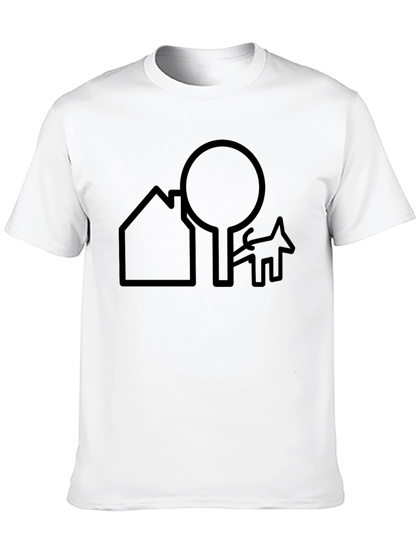 Abstract Home Tree and Dog Graphic T-Shirt