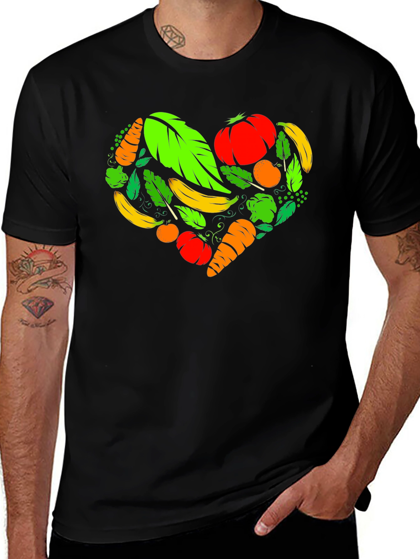 Vegan Heart Black T-Shirt - Plant Based Love